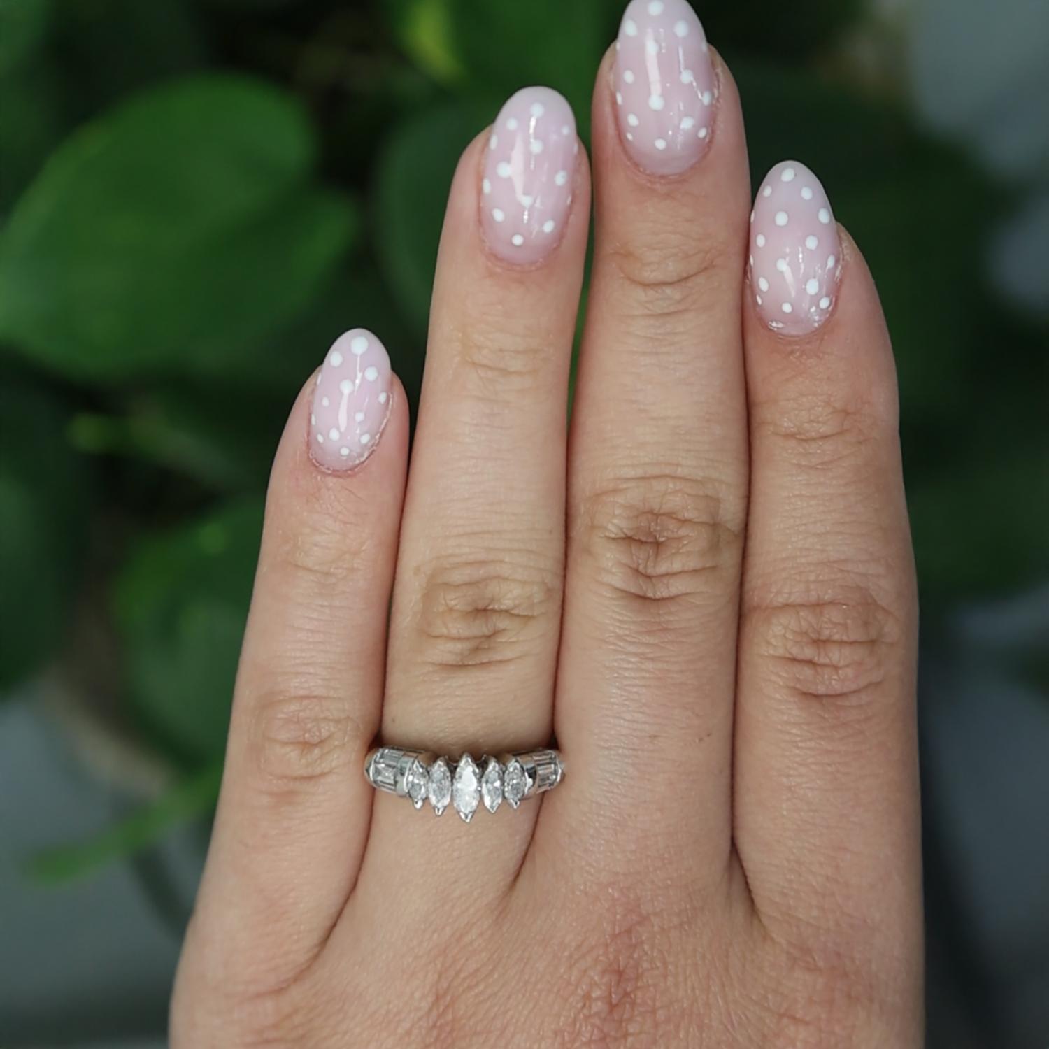 5-Stone Marquise Baguette Cut Accent Diamond Band Ring 14K Gold 0.50 TW Size 6