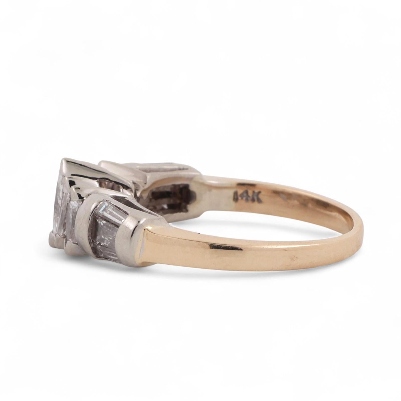 5-Stone Marquise Baguette Cut Accent Diamond Band Ring 14K Gold 0.50 TW Size 6