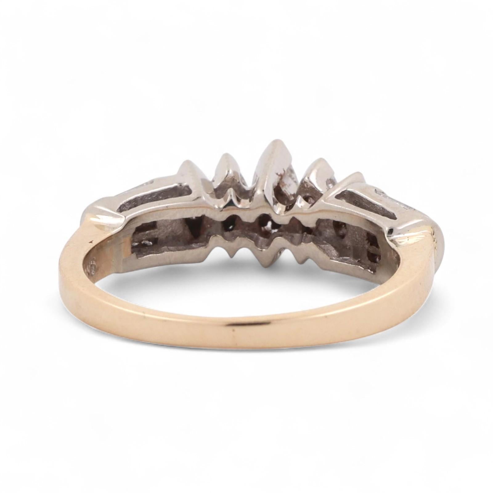 5-Stone Marquise Baguette Cut Accent Diamond Band Ring 14K Gold 0.50 TW Size 6