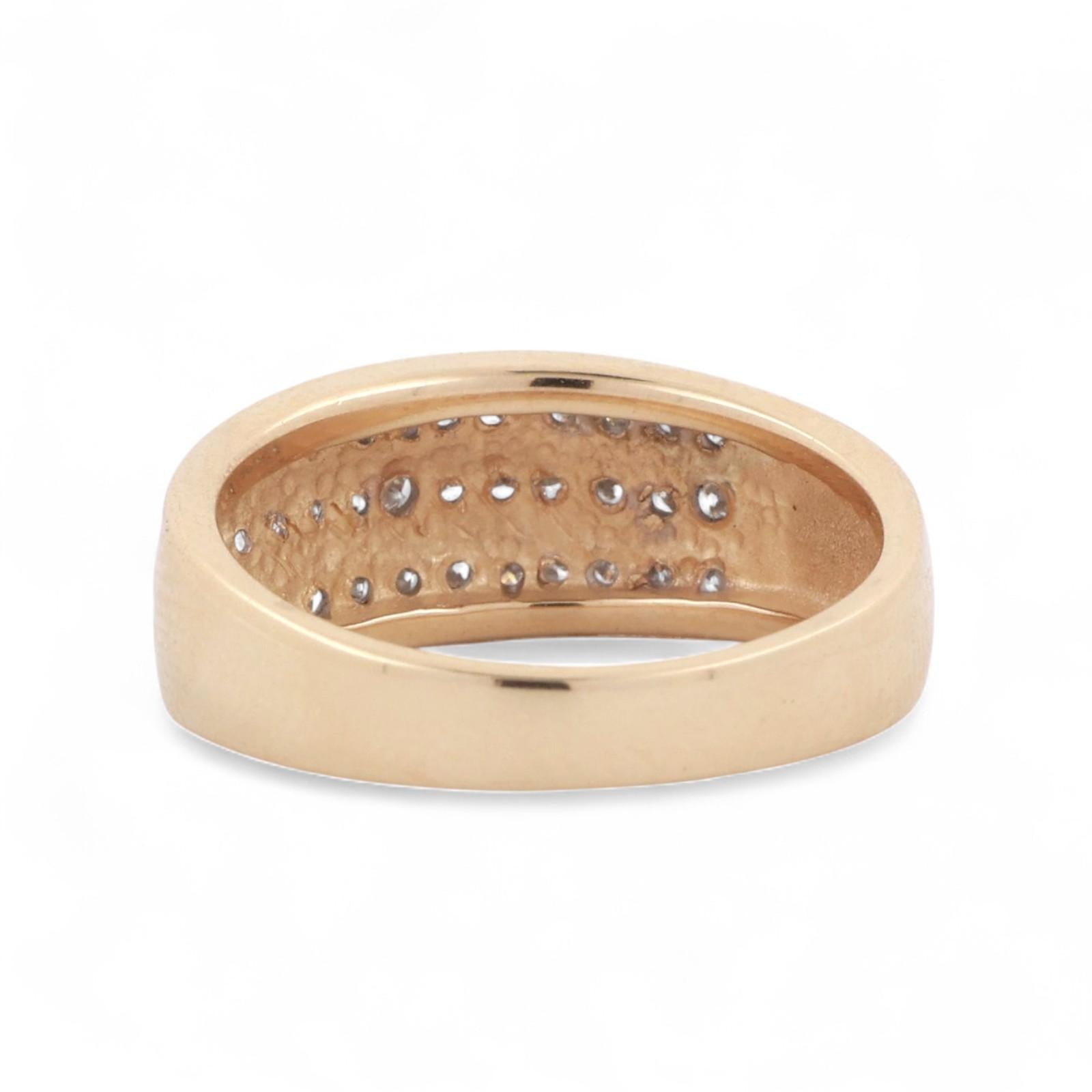 3-Row Diamond Band Ring 14K Gold 0.50 TW Round Diamonds Size 7.25 Estate