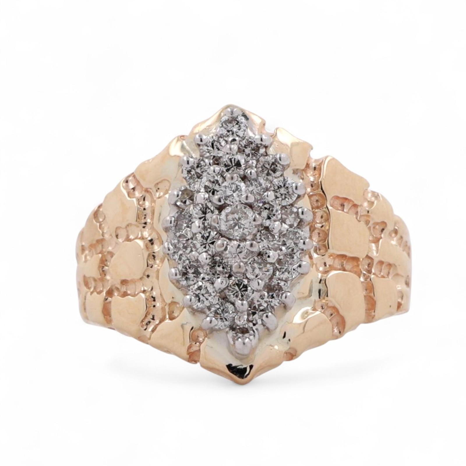 0.70 TW Cluster Diamond Statement Ring Marquise Shape 14K Gold Size 6 Unisex