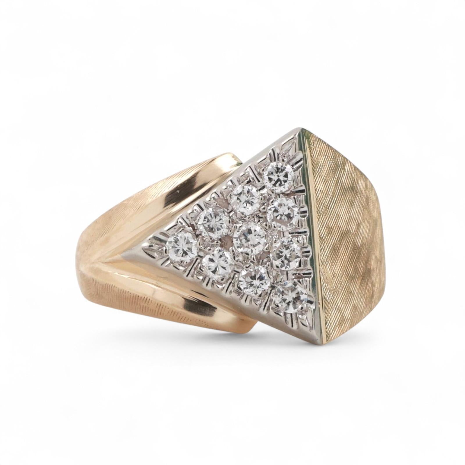 Geometric Diamond Statement Ring 14K Gold 0.50 TW Size 9.5 Contemporary Unisex