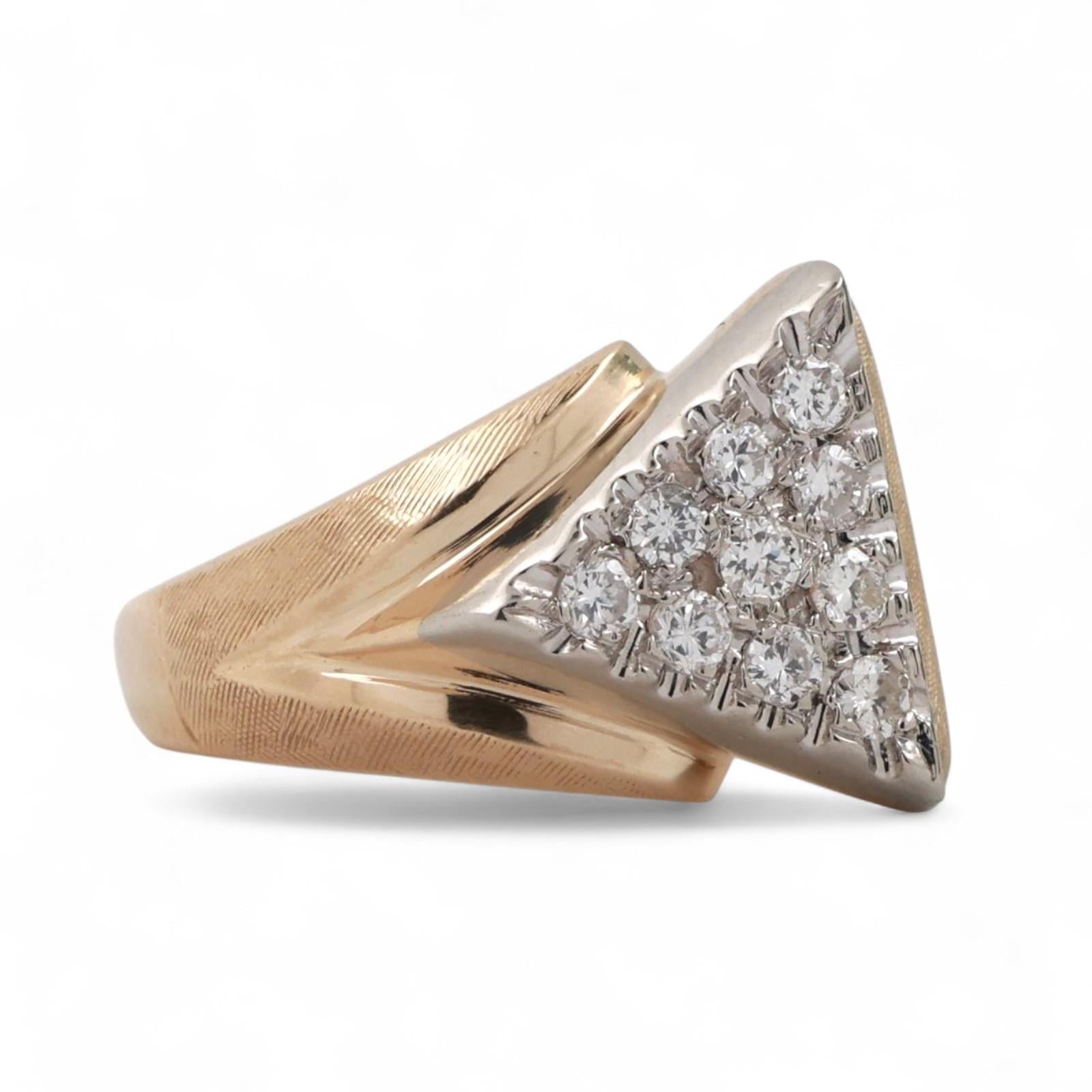Geometric Diamond Statement Ring 14K Gold 0.50 TW Size 9.5 Contemporary Unisex