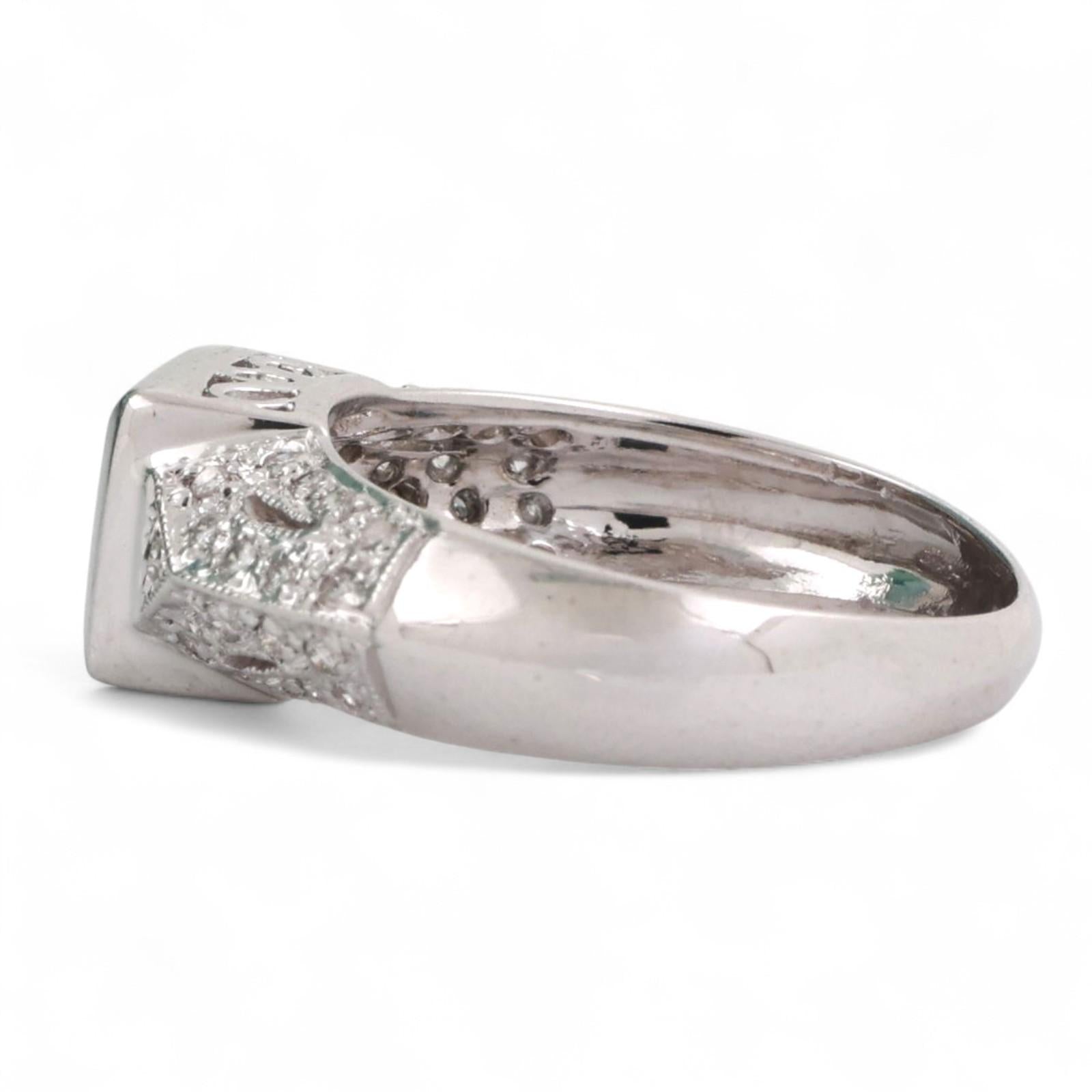Princess Cut Diamond Ring 18K White Gold Round Diamond Accents 0.40 TW Size 5.25