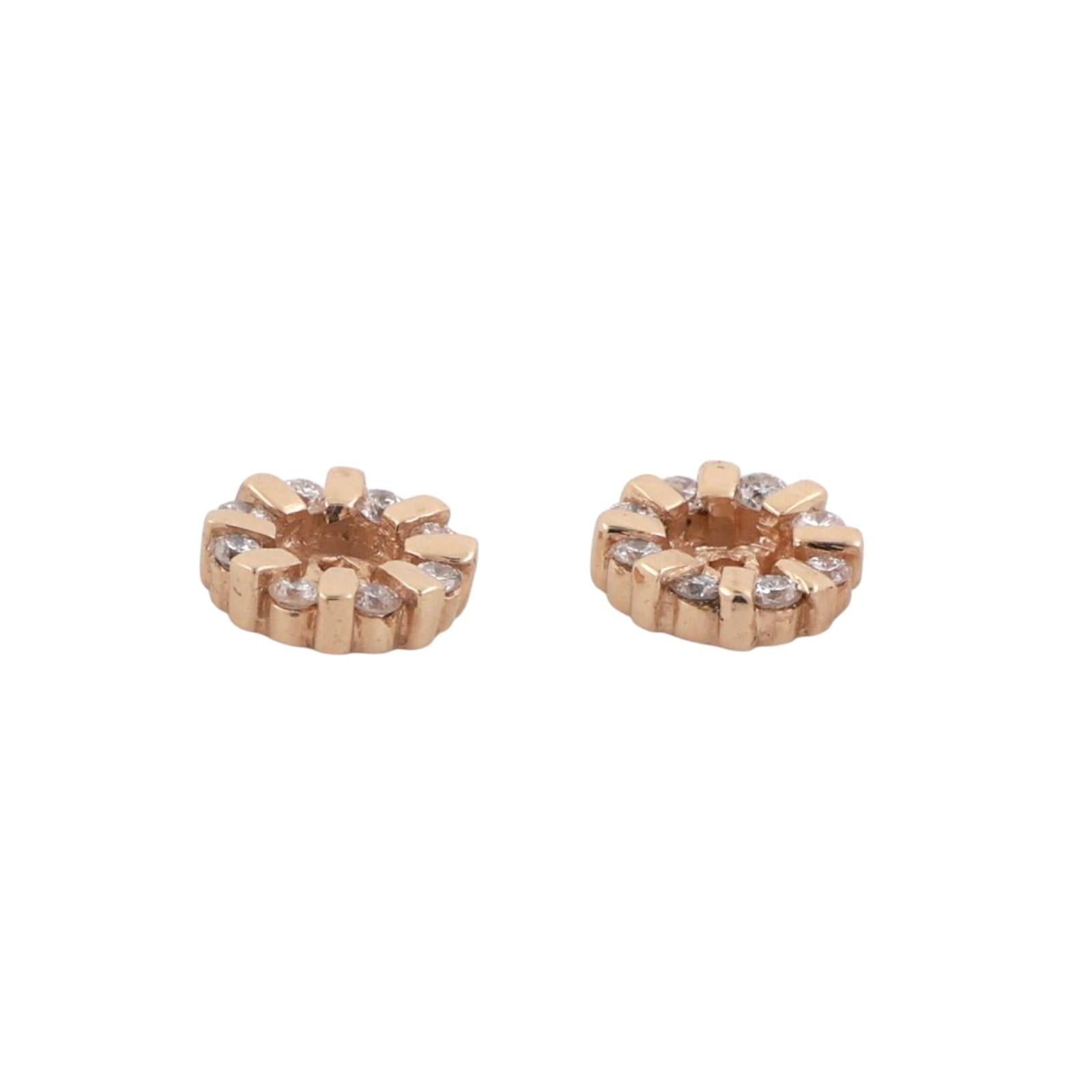 Diamond Flower Earring Jackets 14K Yellow Gold 0.50 TW 4mm Studs Ladies Estate