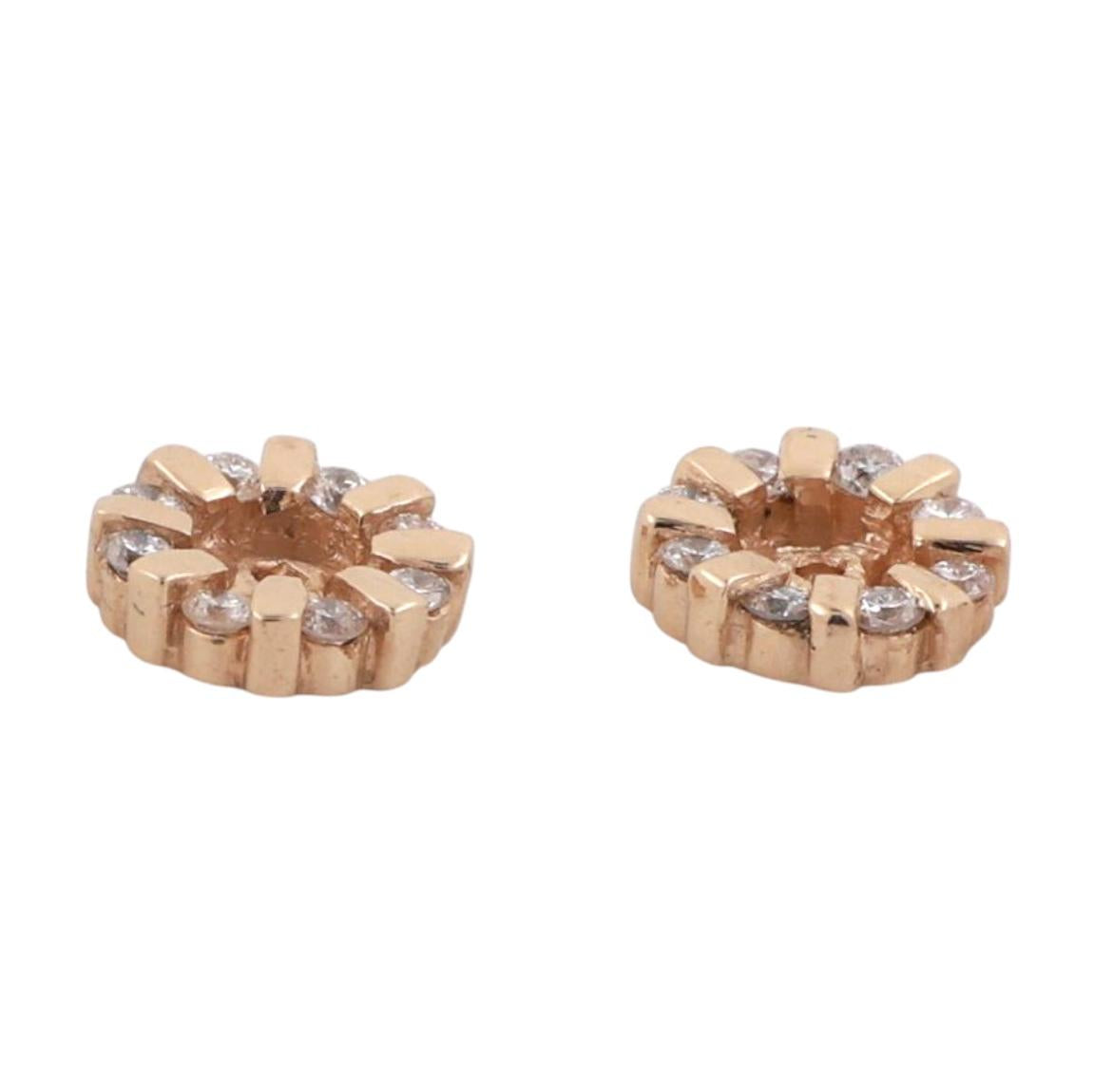 Diamond Round Earring Jackets 14K Yellow Gold 0.50 TW 4mm Studs Ladies Estate