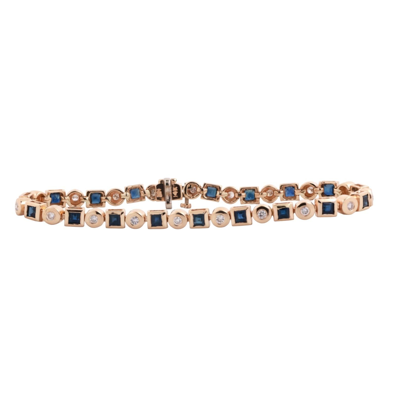 EFFY Blue Sapphire Diamond Bracelet 14K Yellow Gold 2.84 CTW 7" Ladies Estate
