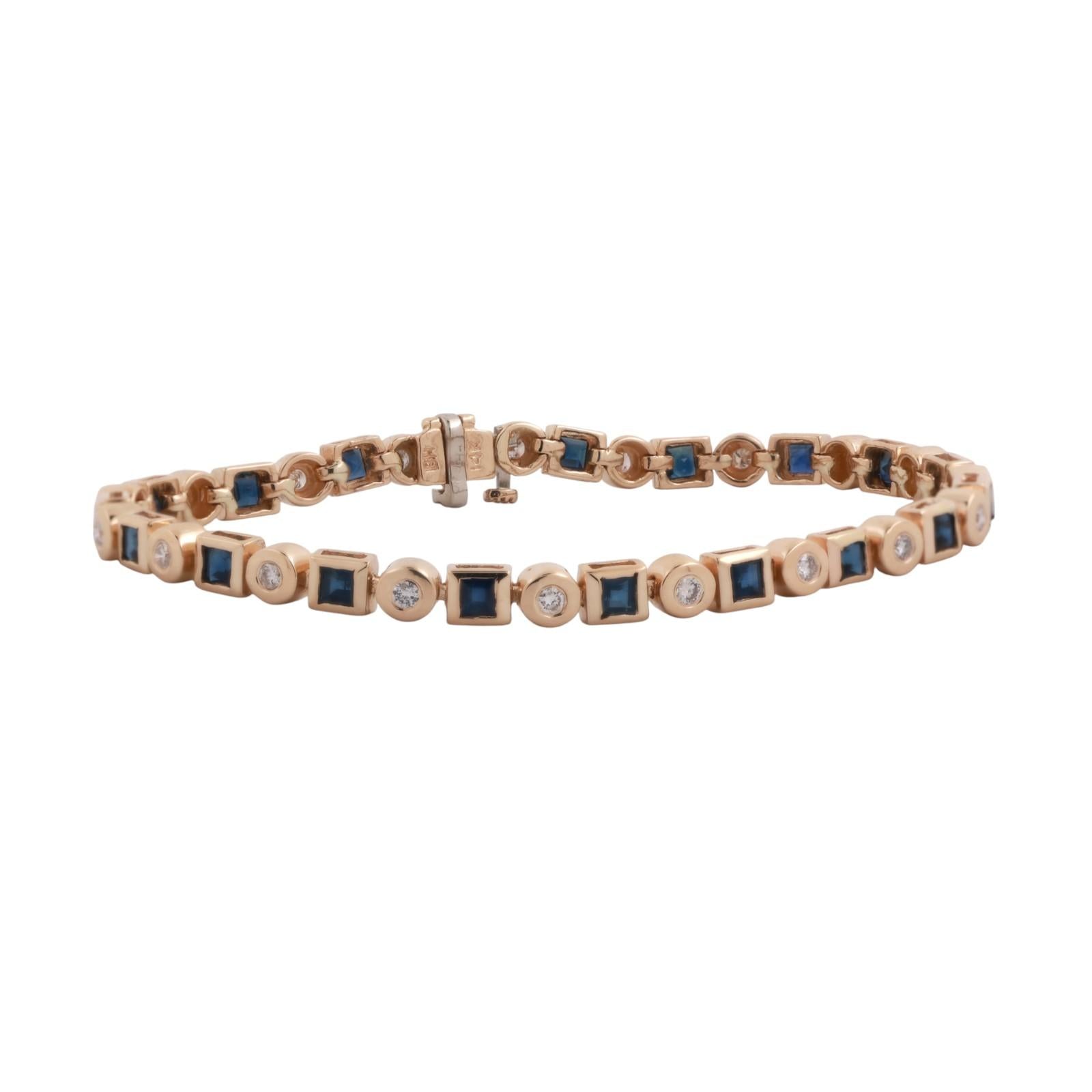 EFFY Blue Sapphire Diamond Bracelet 14K Yellow Gold 2.84 CTW 7" Ladies Estate
