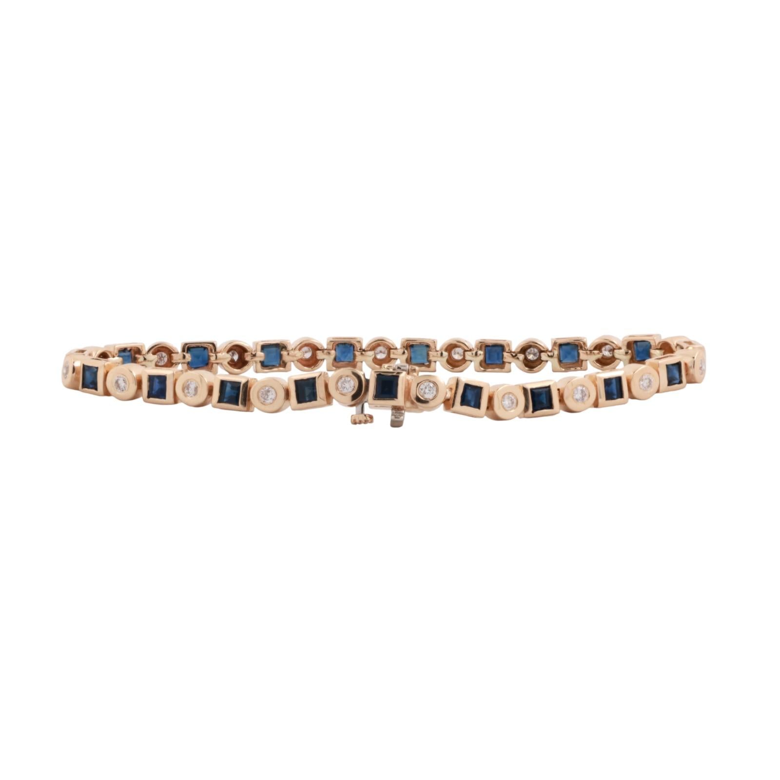 EFFY Blue Sapphire Diamond Bracelet 14K Yellow Gold 2.84 CTW 7" Ladies Estate