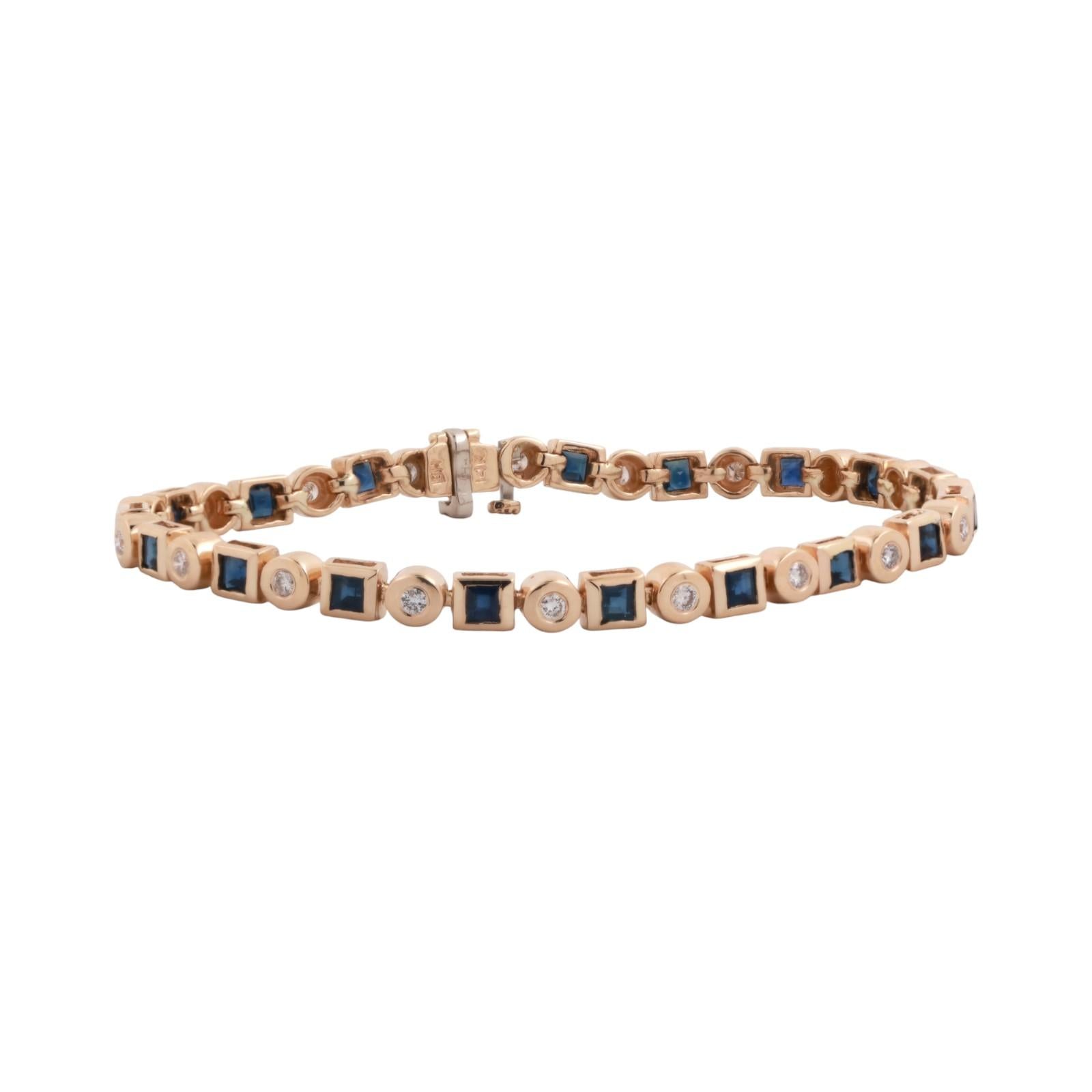 EFFY Blue Sapphire Diamond Bracelet 14K Yellow Gold 2.84 CTW 7" Ladies Estate