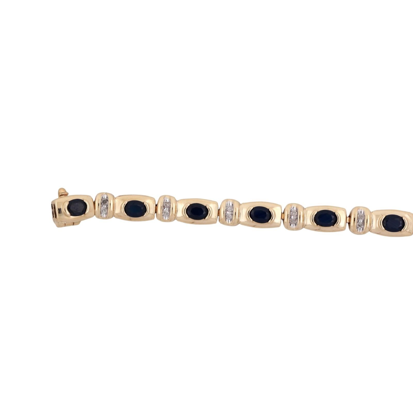 Blue Sapphire Diamond Bracelet 14K Gold 4.33 CTW 7.25" Ladies Estate