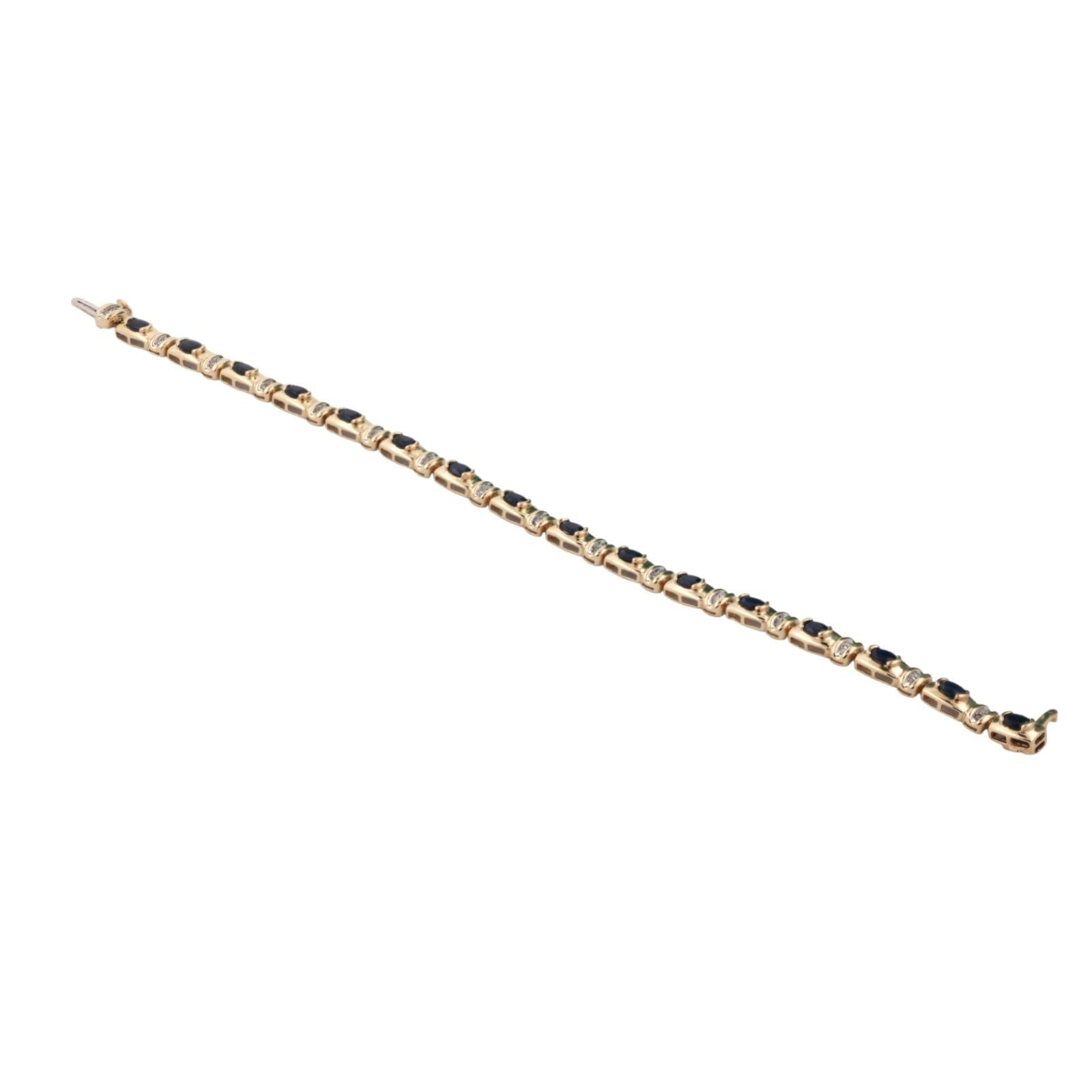 Blue Sapphire Diamond Bracelet 14K Gold 4.33 CTW 7.25" Ladies Estate