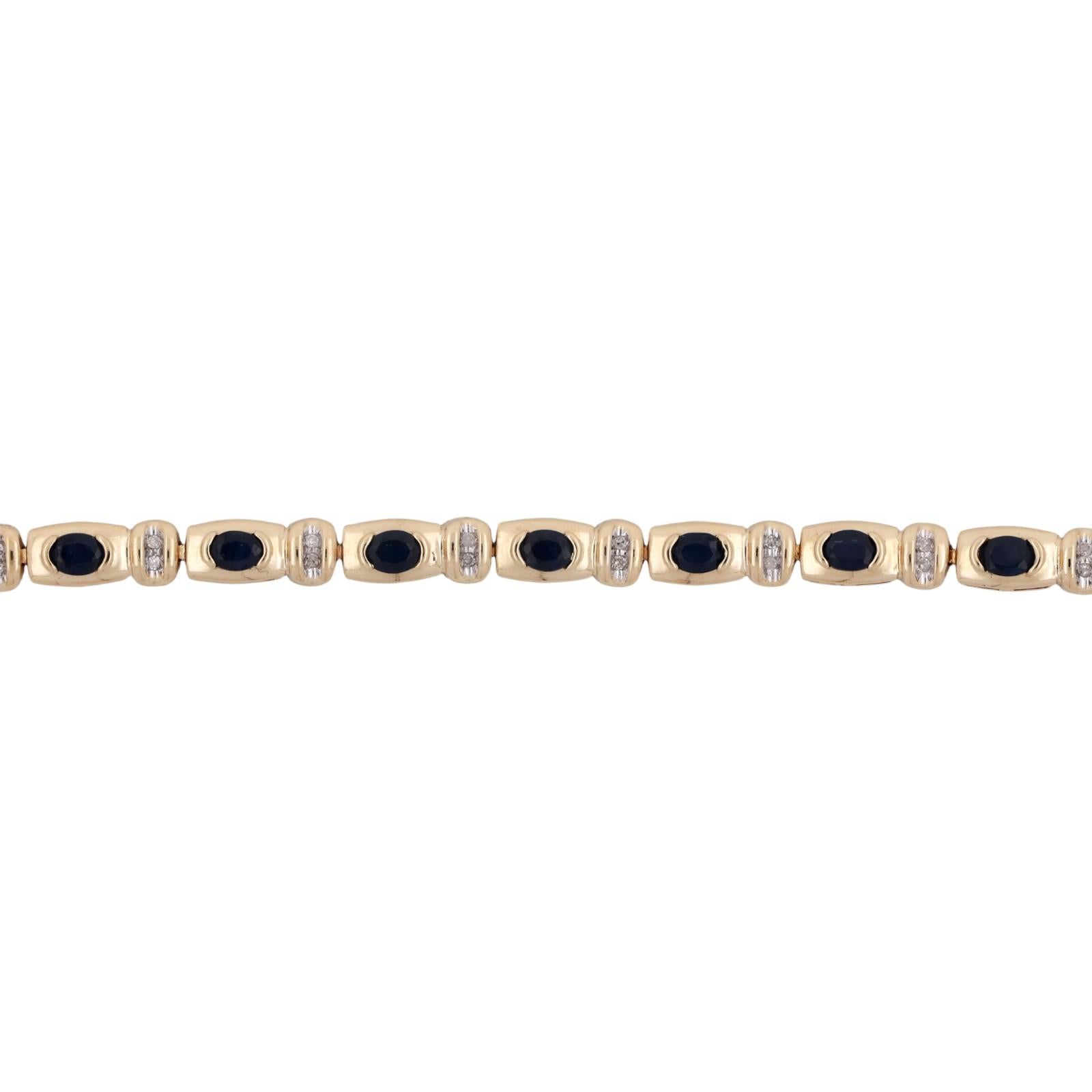 Blue Sapphire Diamond Bracelet 14K Gold 4.33 CTW 7.25" Ladies Estate