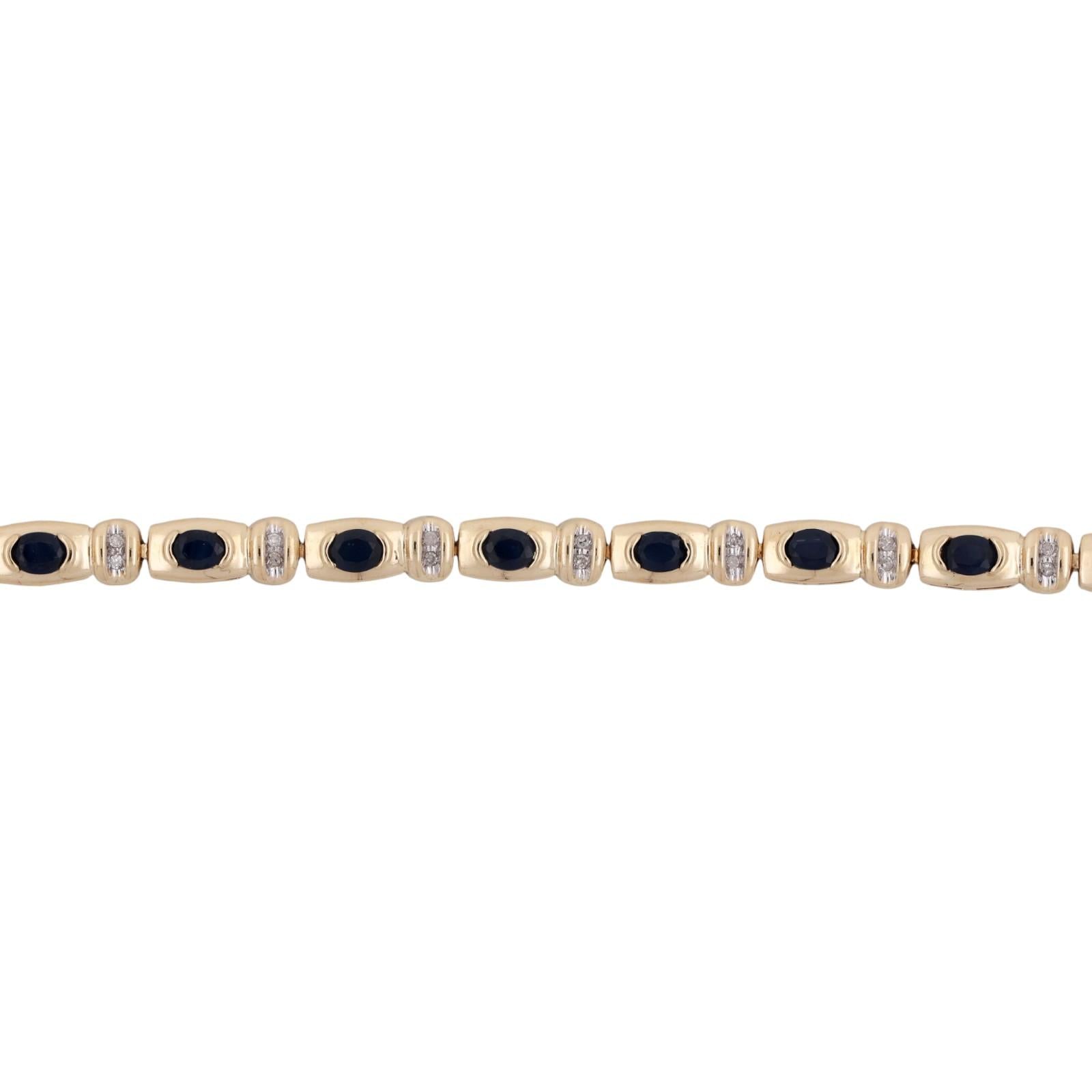 Blue Sapphire Diamond Bracelet 14K Gold 4.33 CTW 7.25" Ladies Estate