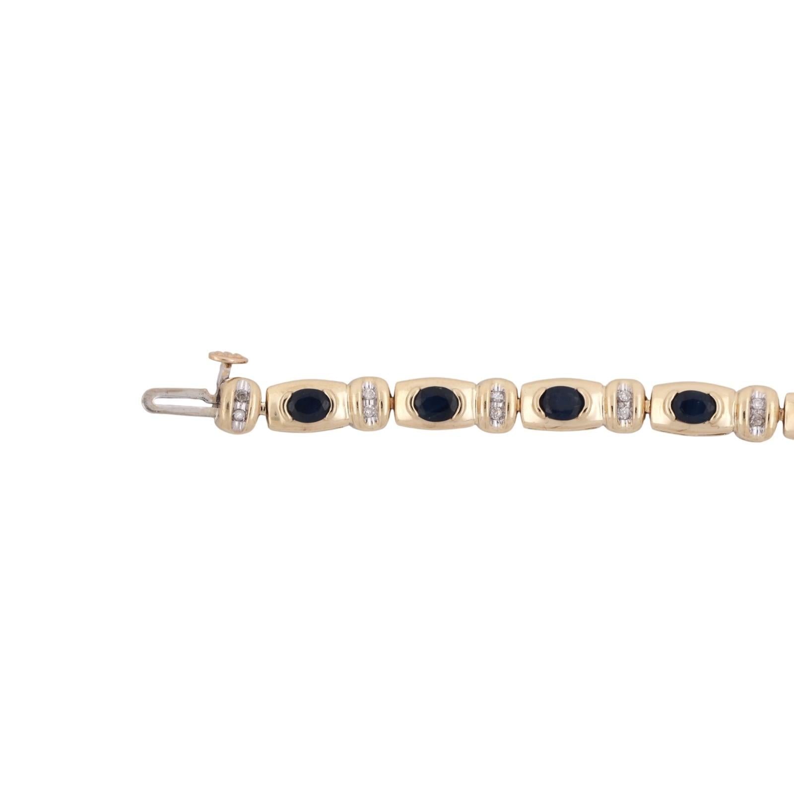 Blue Sapphire Diamond Bracelet 14K Gold 4.33 CTW 7.25" Ladies Estate
