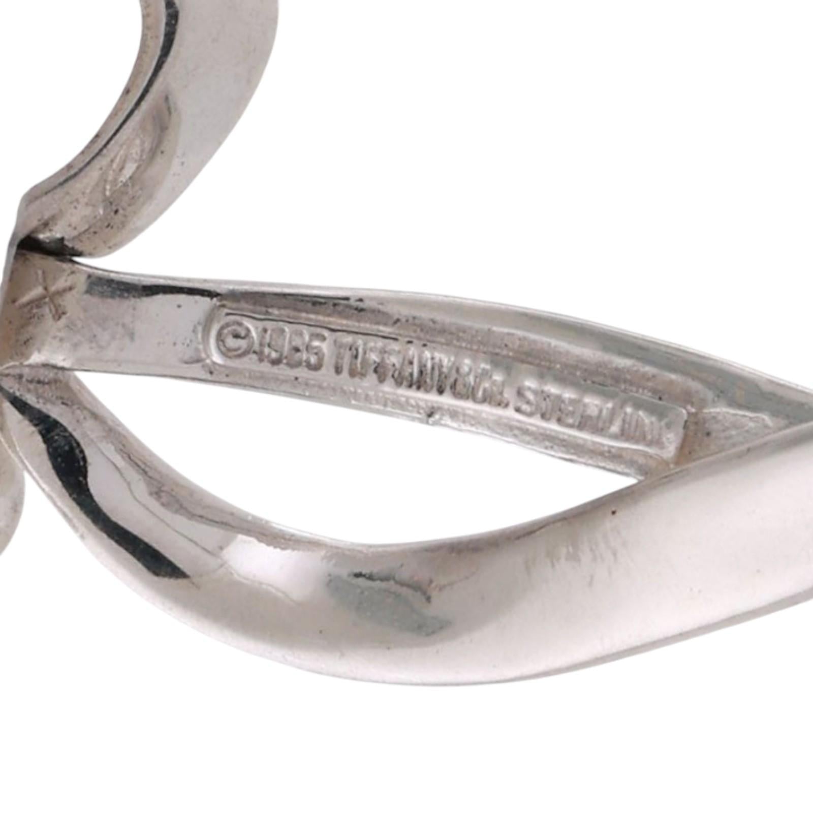 Vintage Tiffany & Co. 1985 Bow Ribbon Earrings Sterling Silver 1.85" Ladies