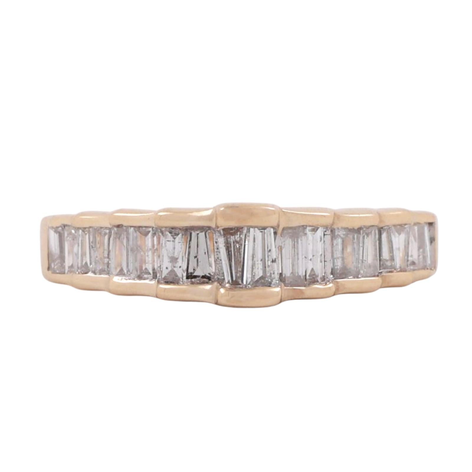 Baguette Cut Diamond Half Eternity Band Ring 14K Gold 0.70 TW Size 6 Estate