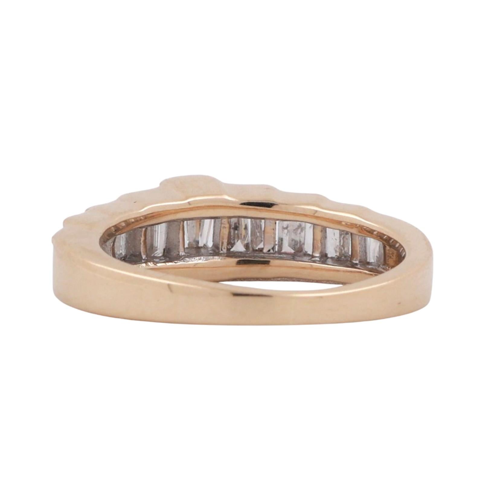 Baguette Cut Diamond Half Eternity Band Ring 14K Gold 0.70 TW Size 6 Estate