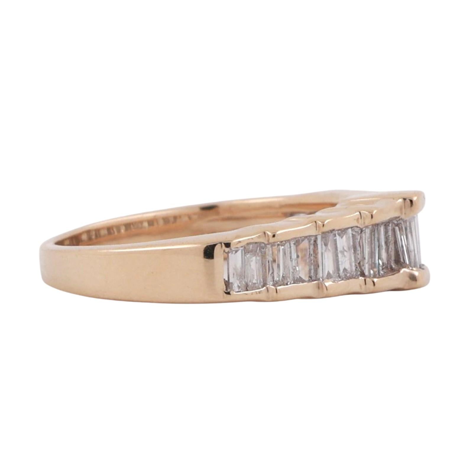 Baguette Cut Diamond Half Eternity Band Ring 14K Gold 0.70 TW Size 6 Estate