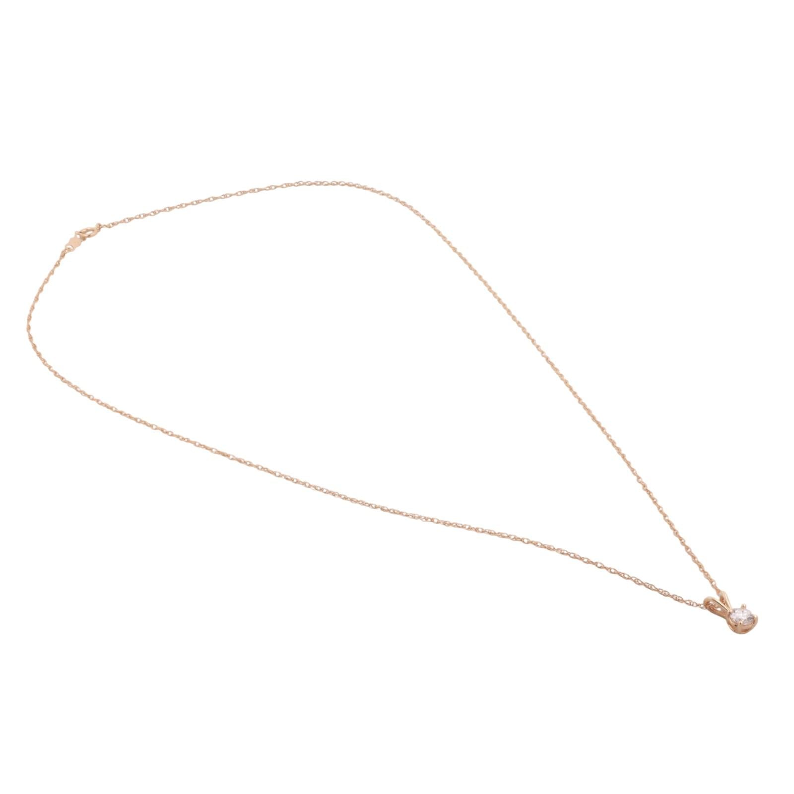 0.25 CT Round Solitaire Diamond Pendant Chain Necklace 14K Yellow Gold 18"