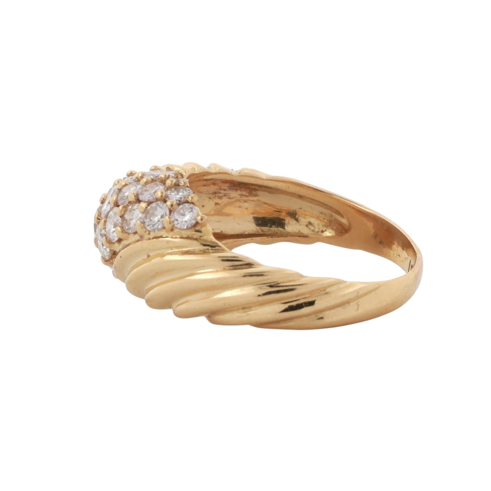 2.00 TW Cluster Diamond Crossover Band Ring 18K Yellow Gold Size 8.5 Ladies