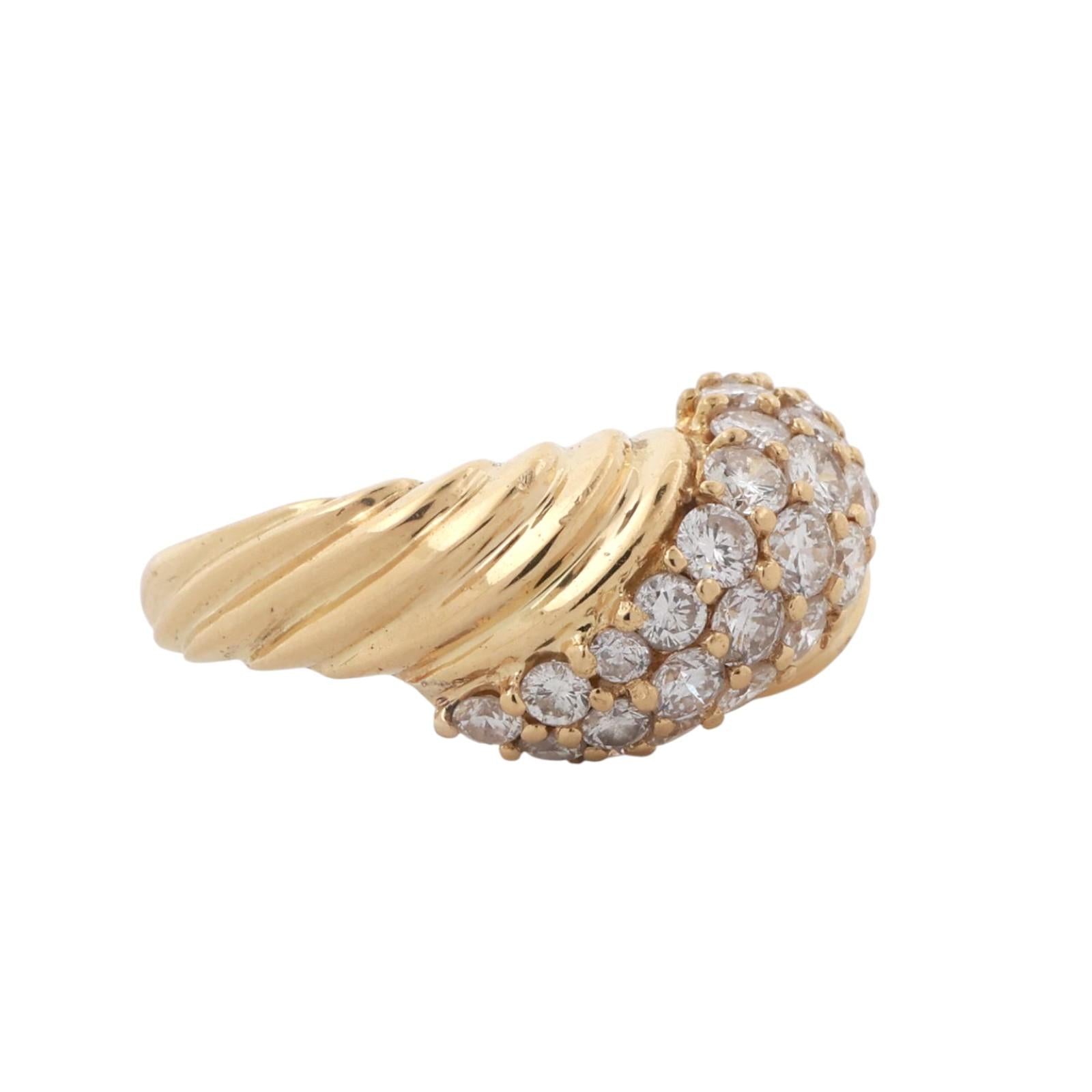 2.00 TW Cluster Diamond Crossover Band Ring 18K Yellow Gold Size 8.5 Ladies