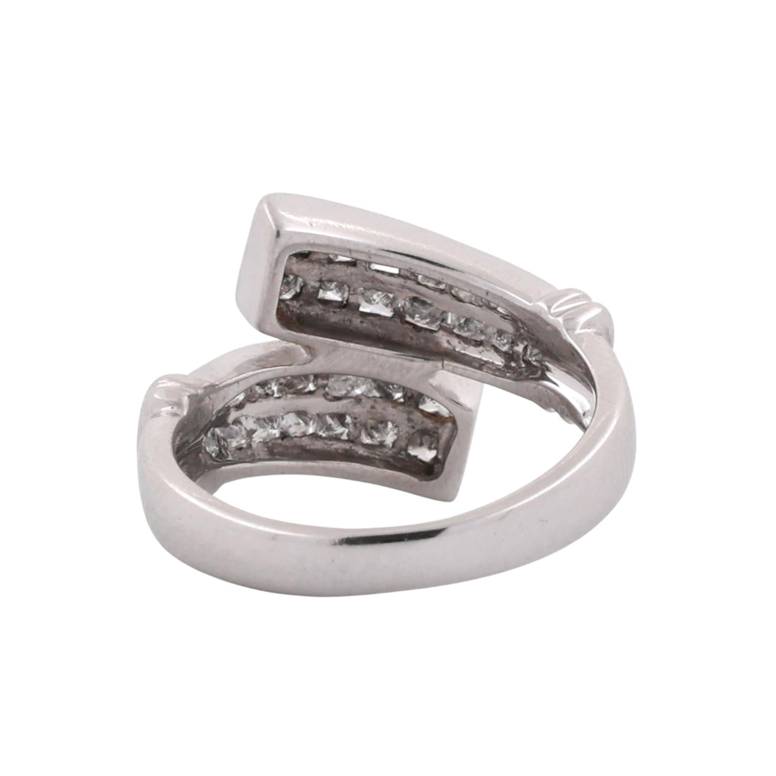 1.00 TW Princess Cut Diamond Bypass Ring 14K White Gold Size 5 Ladies Estate