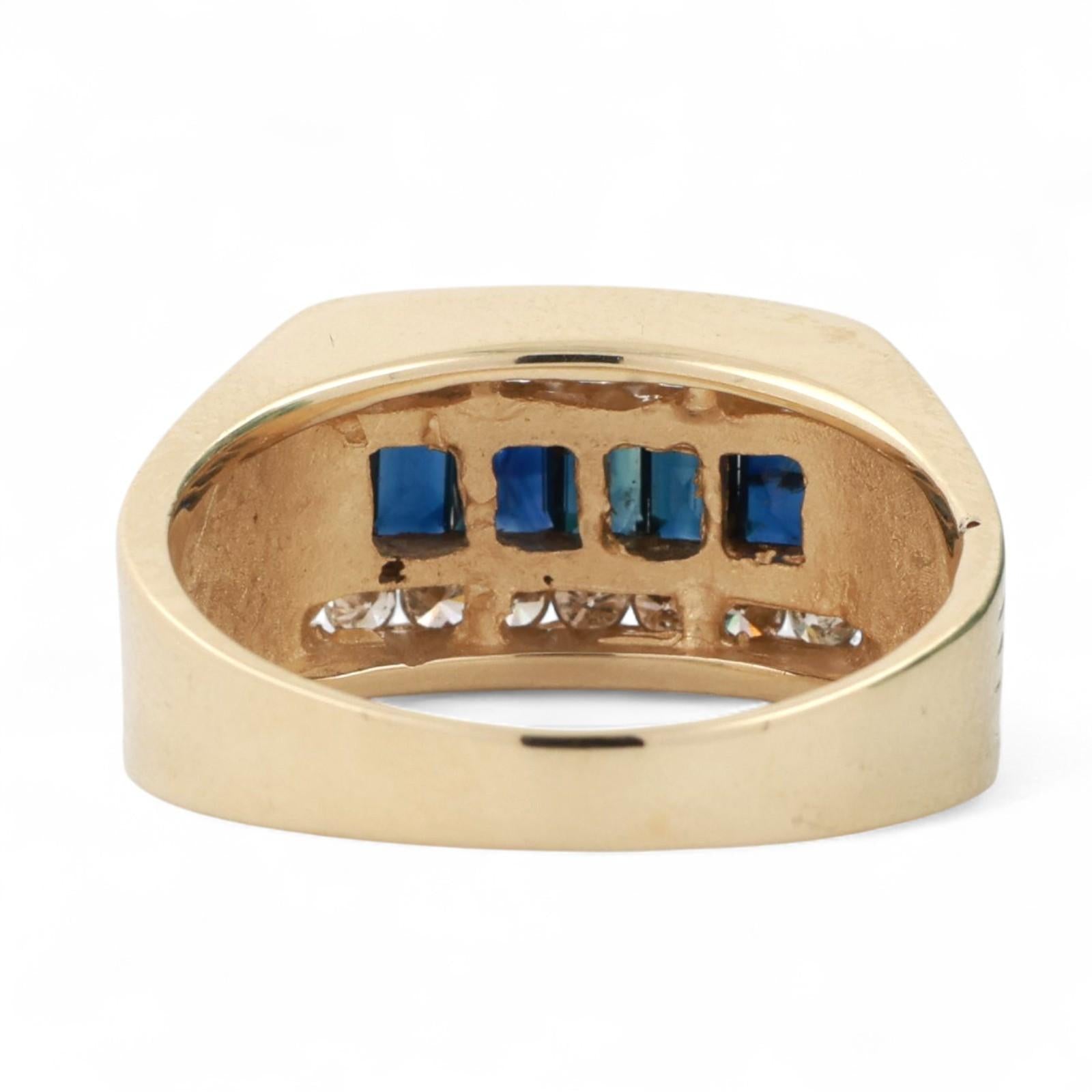 Mens Sapphire Diamond Band Ring 14K Yellow Gold 0.93 TW Size 10.5 Estate