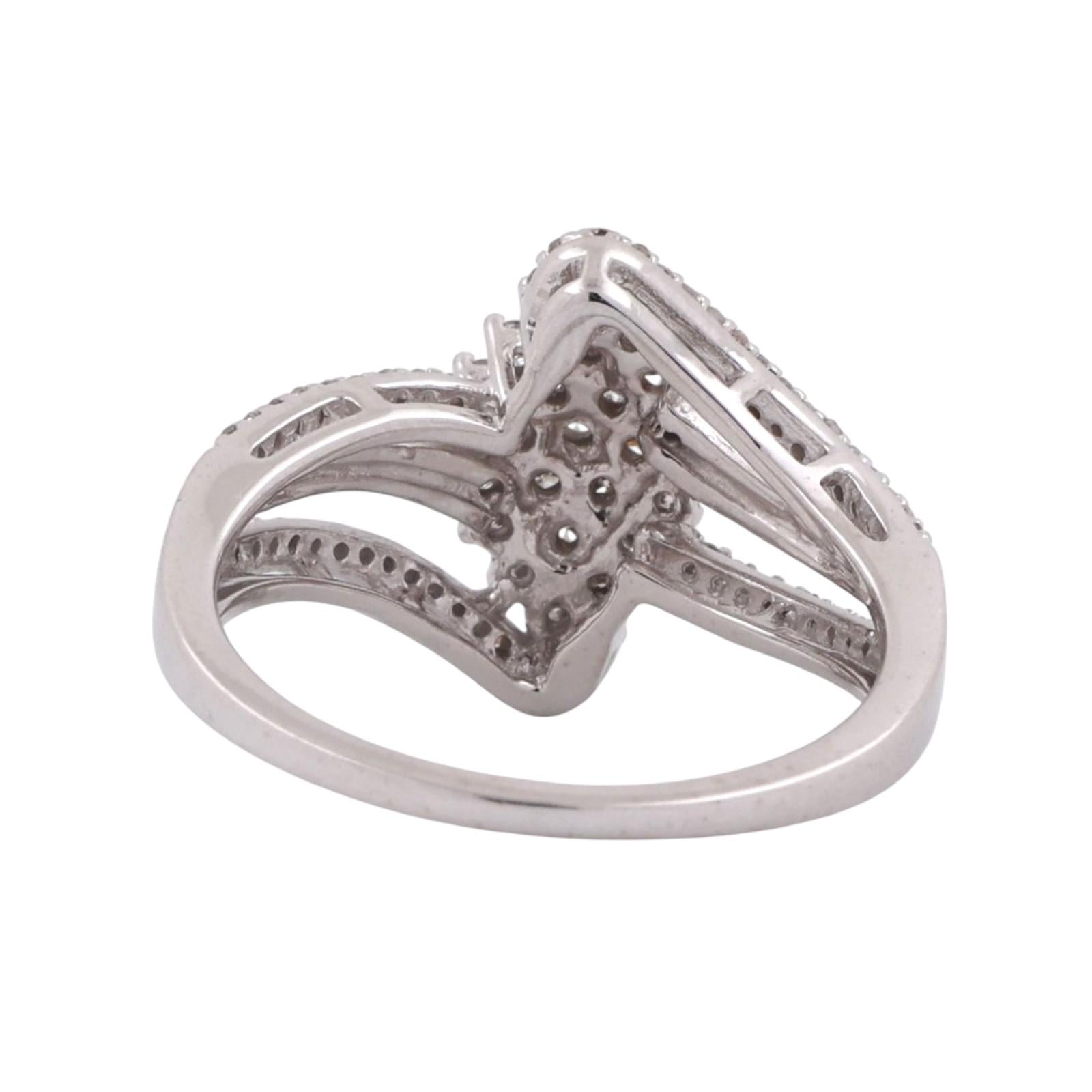 Cluster Diamond Floral Cocktail Ring 10K White Gold 0.75 TW Size 7 Ladies