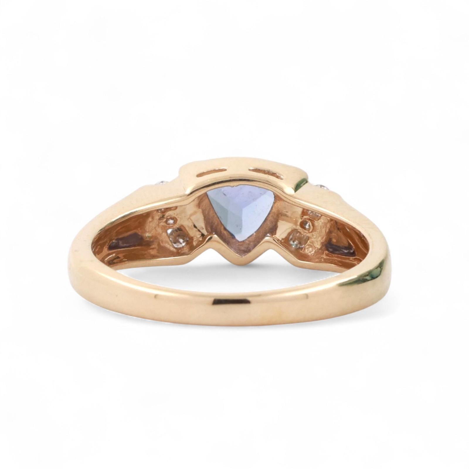 Trillion Cut Tanzanite Diamond Cocktail Ring 14K Yellow Gold 0.69 CTW Size 6.75