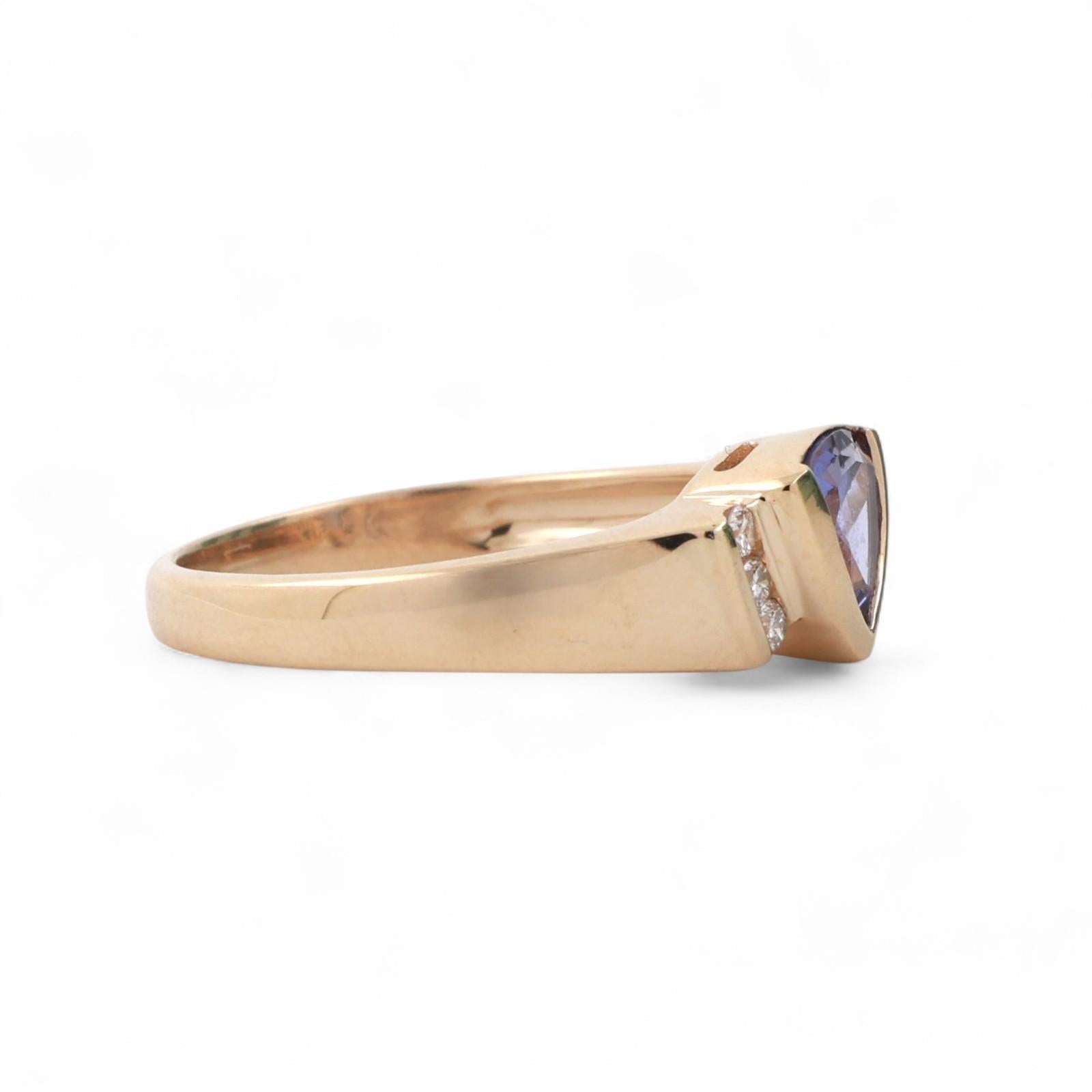 Trillion Cut Tanzanite Diamond Cocktail Ring 14K Yellow Gold 0.69 CTW Size 6.75