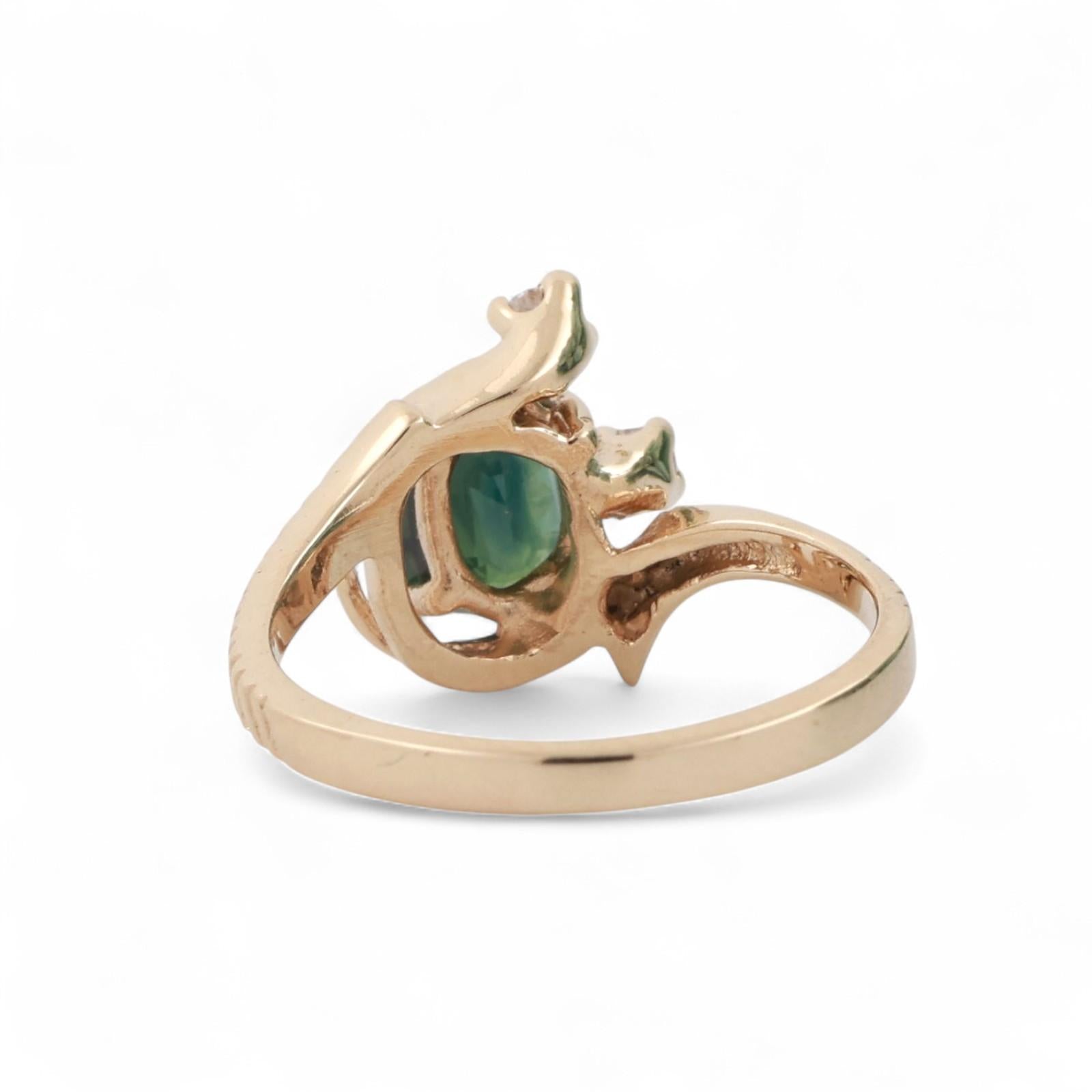 Solitaire Green Sapphire Diamond Ring 14K Yellow Gold 1.05 CTW Size 5.75 Ladies