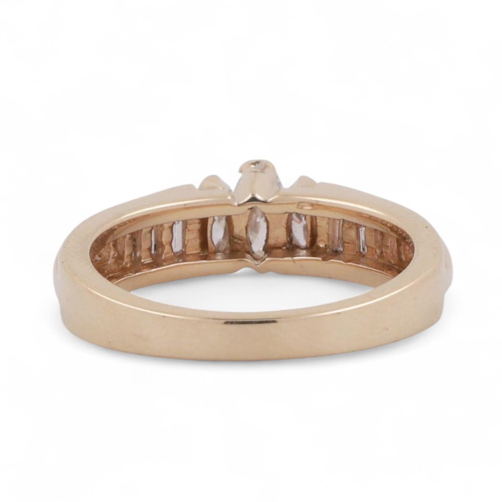 Marquise and Baguette Cut Diamond Band Ring 14K Yellow Gold 0.50 TW Size 6.25