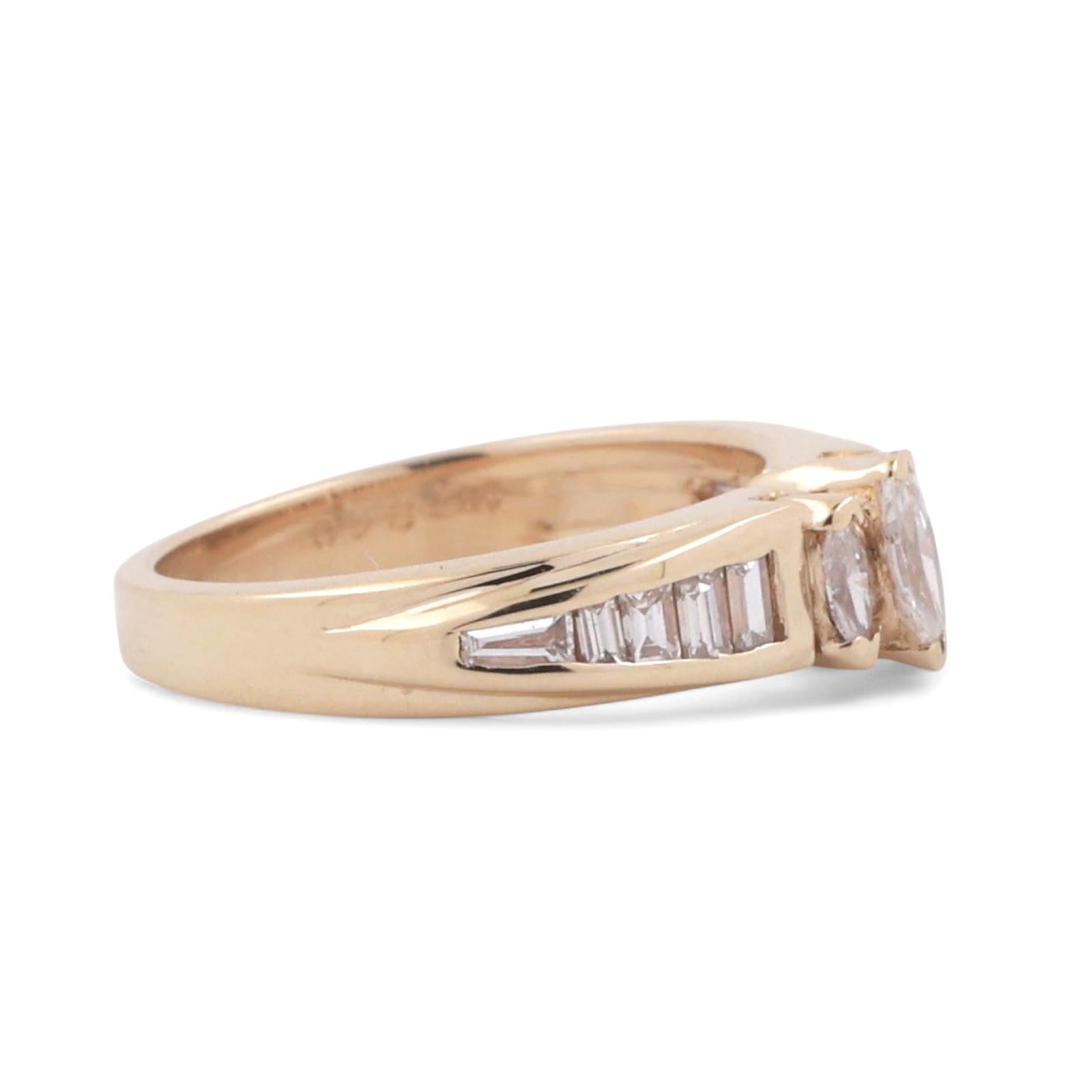 Marquise and Baguette Cut Diamond Band Ring 14K Yellow Gold 0.50 TW Size 6.25
