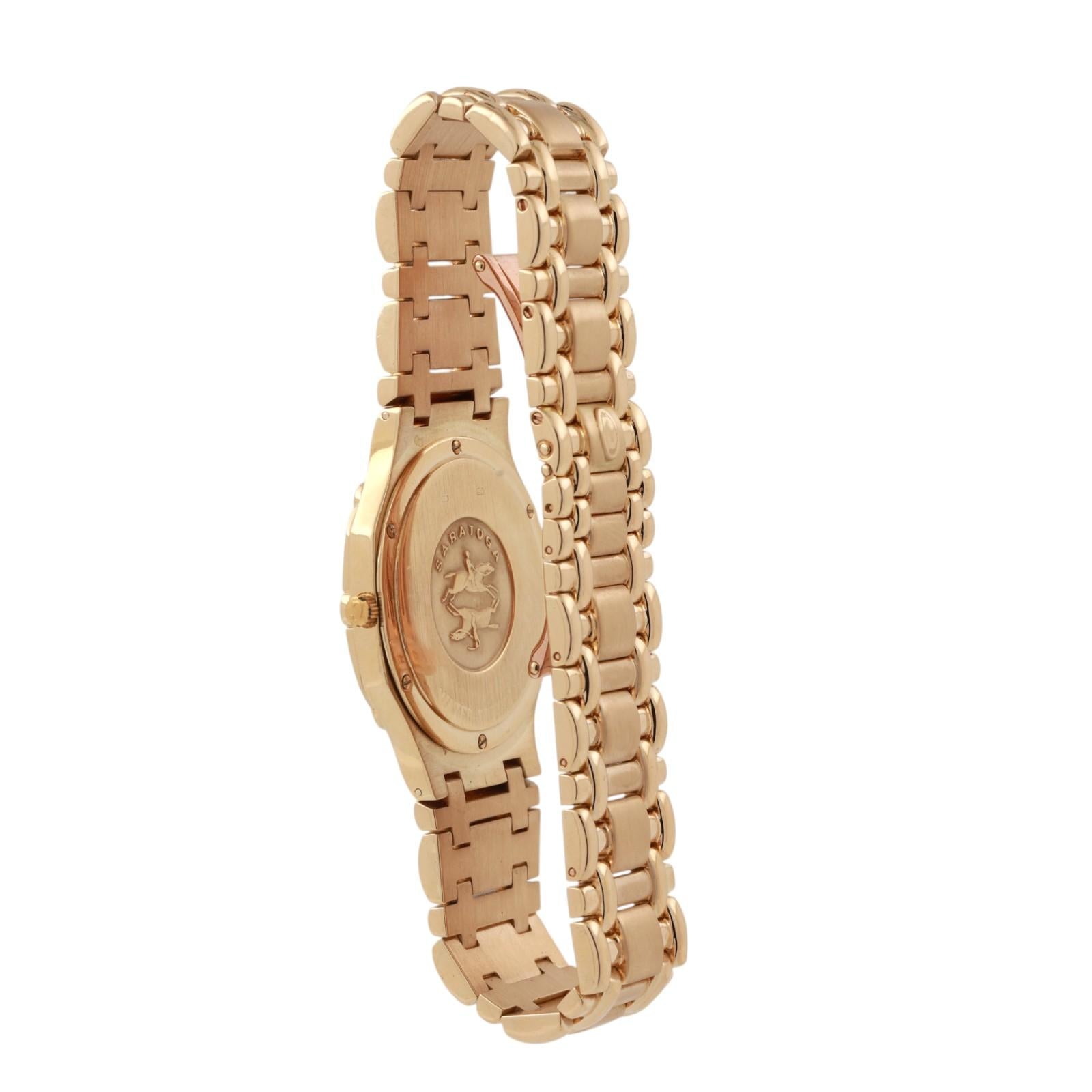 Concord Saratoga Watch 18K Gold Champagne Roman Numeral Dial Quartz 7.25"