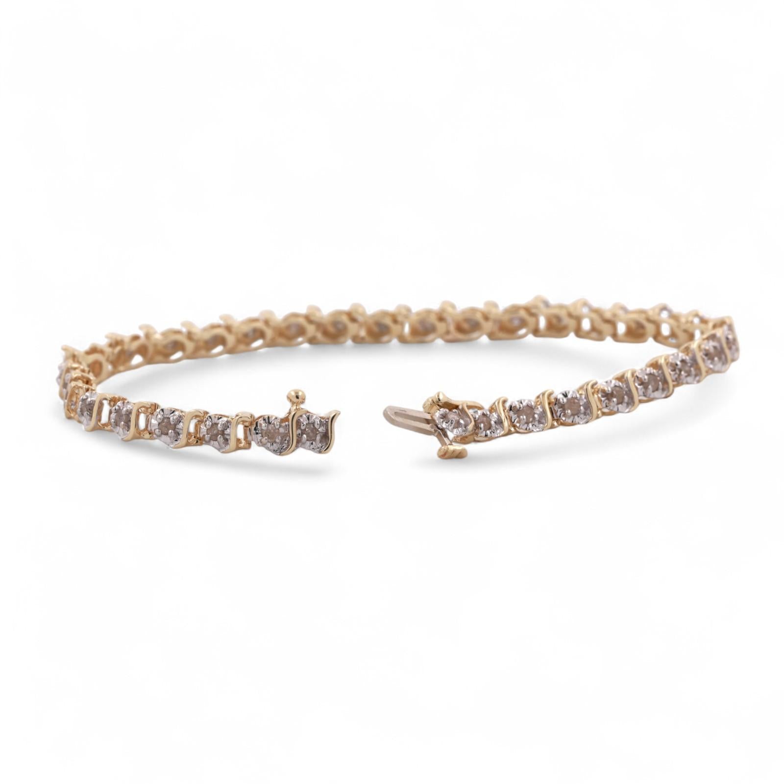0.70 TW Diamond S Link Tennis Bracelet 14K Gold 7" Ladies Estate