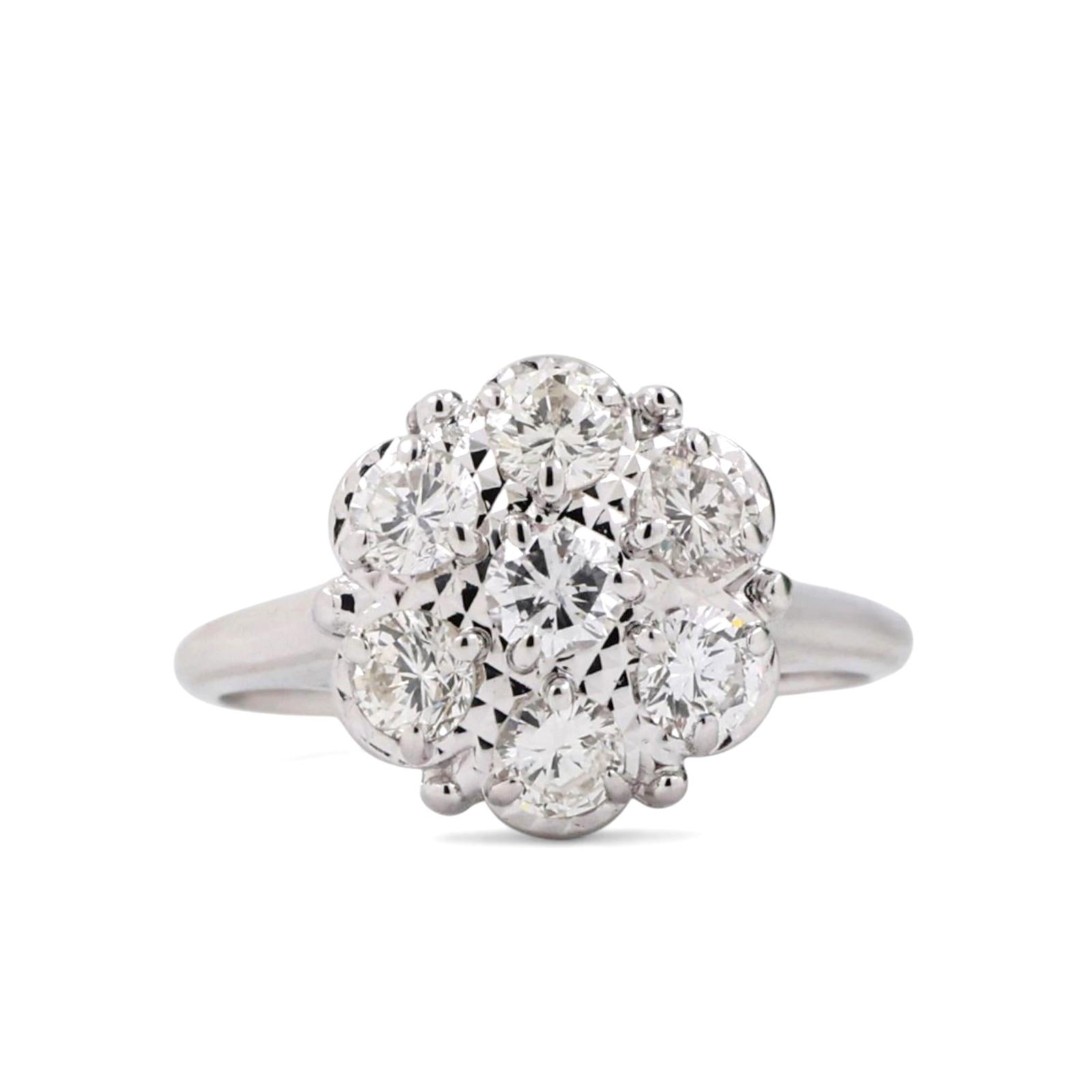 Mayor's Cluster Diamond Floral Cocktail Ring 14K White Gold 1.00 TW Size 5.5