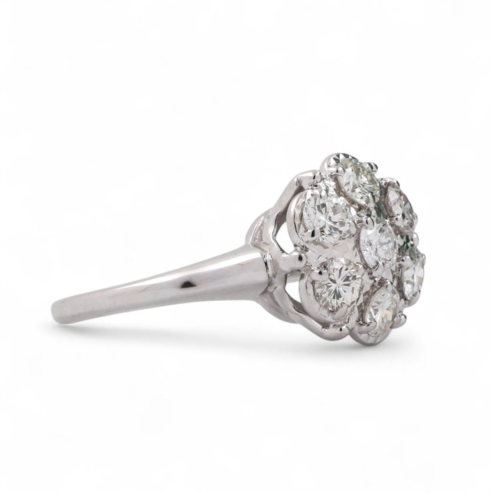 Mayor's Cluster Diamond Floral Cocktail Ring 14K White Gold 1.00 TW Size 5.5