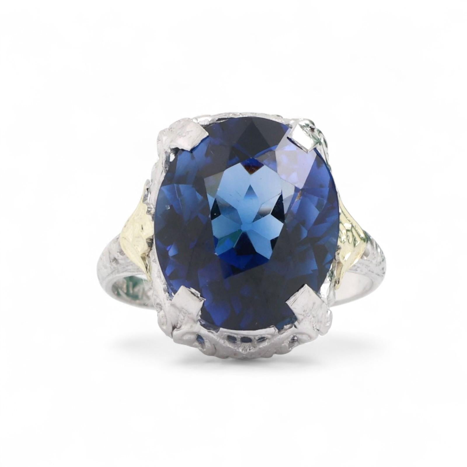 Oval Blue Sapphire Solitaire Ring 14K Gold 8.00 CT Lab Grown Ladies Size 5.75
