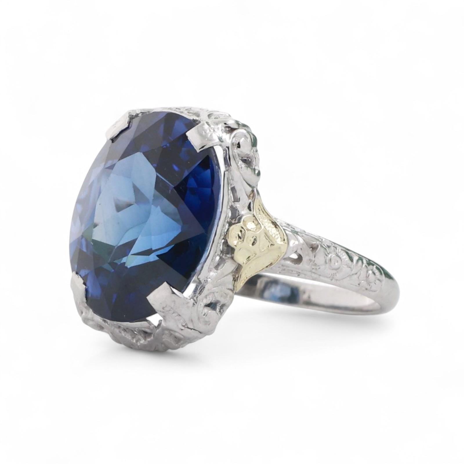 Oval Blue Sapphire Solitaire Ring 14K Gold 8.00 CT Lab Grown Ladies Size 5.75