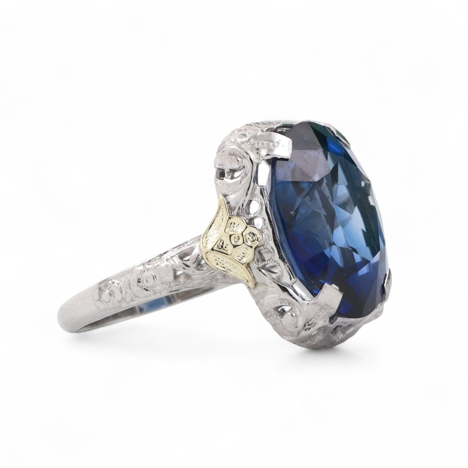 Oval Blue Sapphire Solitaire Ring 14K Gold 8.00 CT Lab Grown Ladies Size 5.75