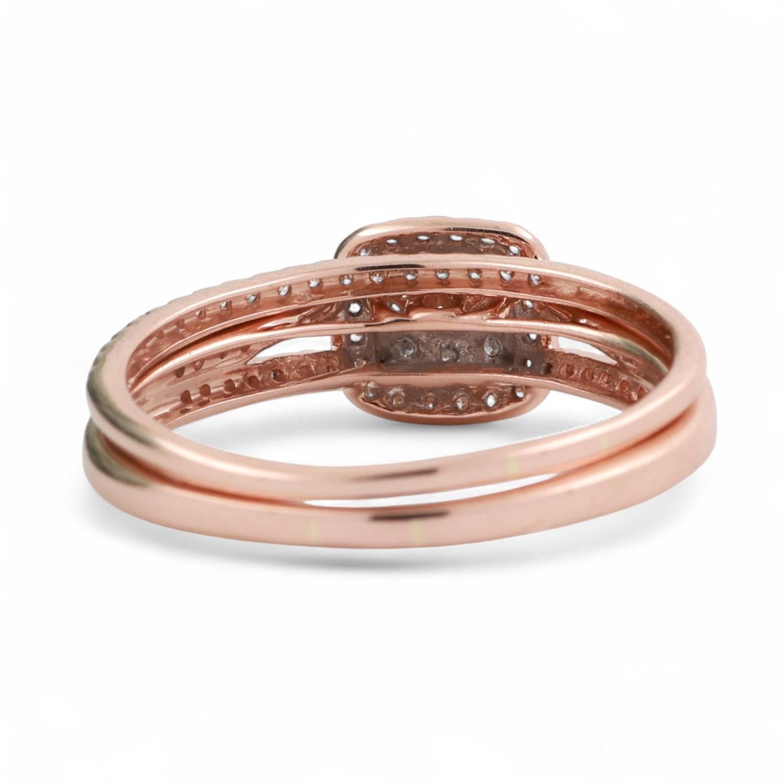 14K Rose Gold Cluster Diamond Halo Wedding Ring Set 1.00 TW Ladies Size 9