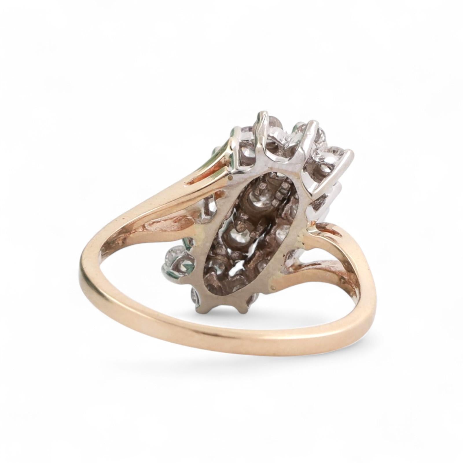 Cluster Diamond Cascade Ring 14K Gold 1.05 TW Size 6.75 Ladies Estate