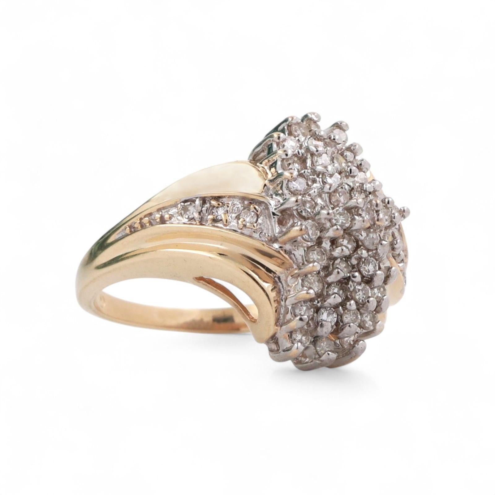 Cluster Diamond Cascade Ring Cocktail 10K Gold 0.65 TW Size 6.75 Ladies Estate
