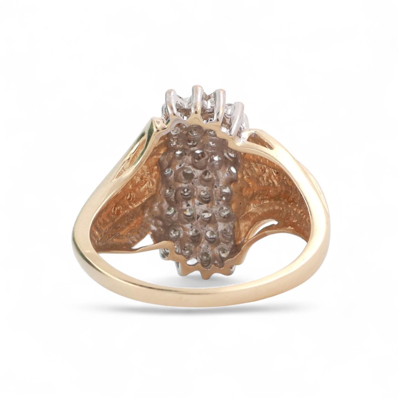 Cluster Diamond Cascade Ring Cocktail 10K Gold 0.65 TW Size 6.75 Ladies Estate