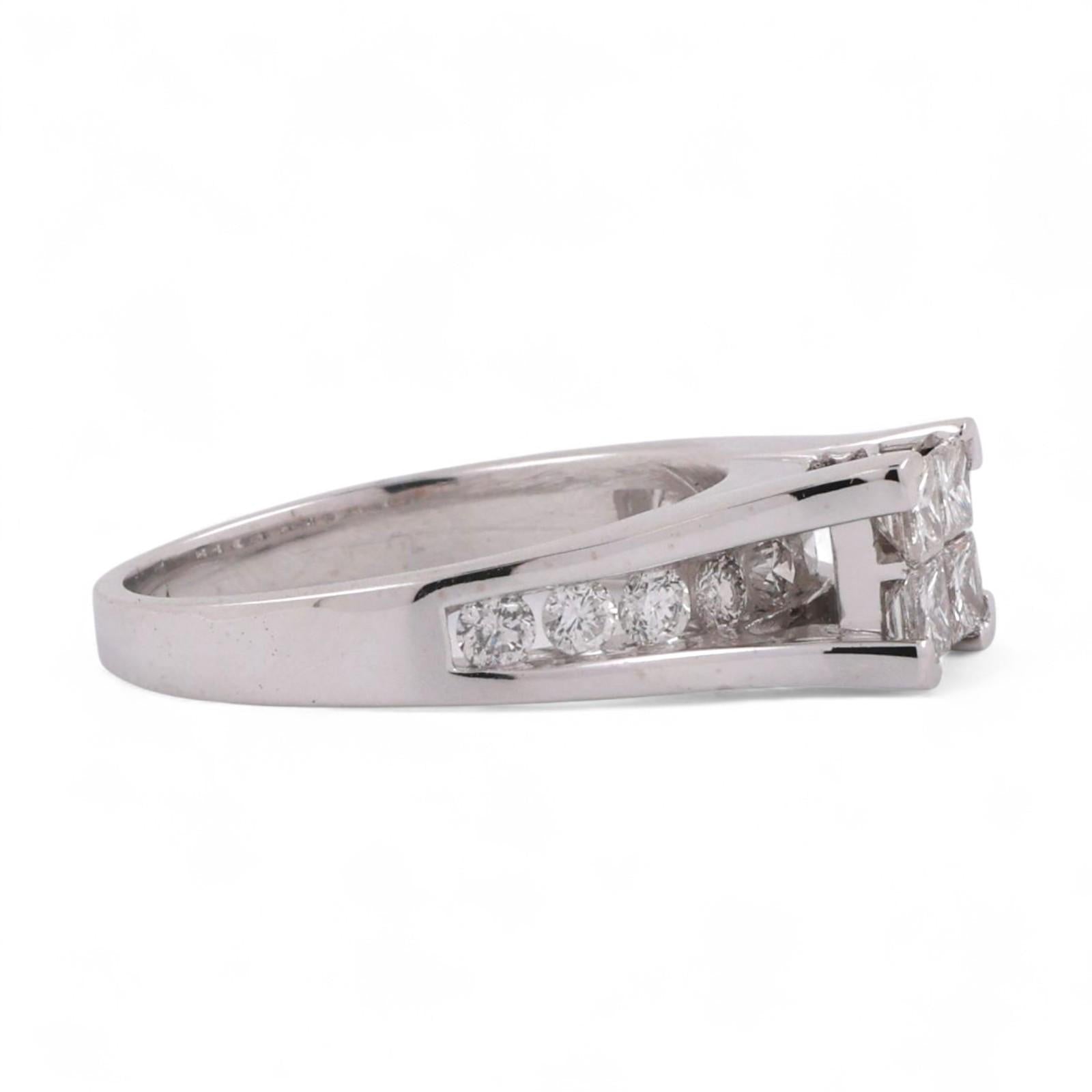 4-Stone Princess Cut Diamond Accent Engagement Ring 14K White Gold 1.15TW Size 8