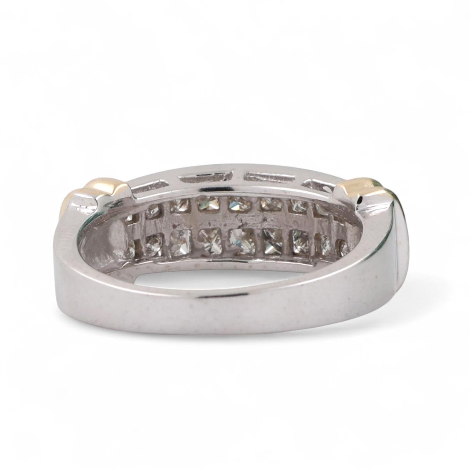 2-Row Princess Cut Diamond Band Ring 14K Gold 0.85 TW Size 7 Estate