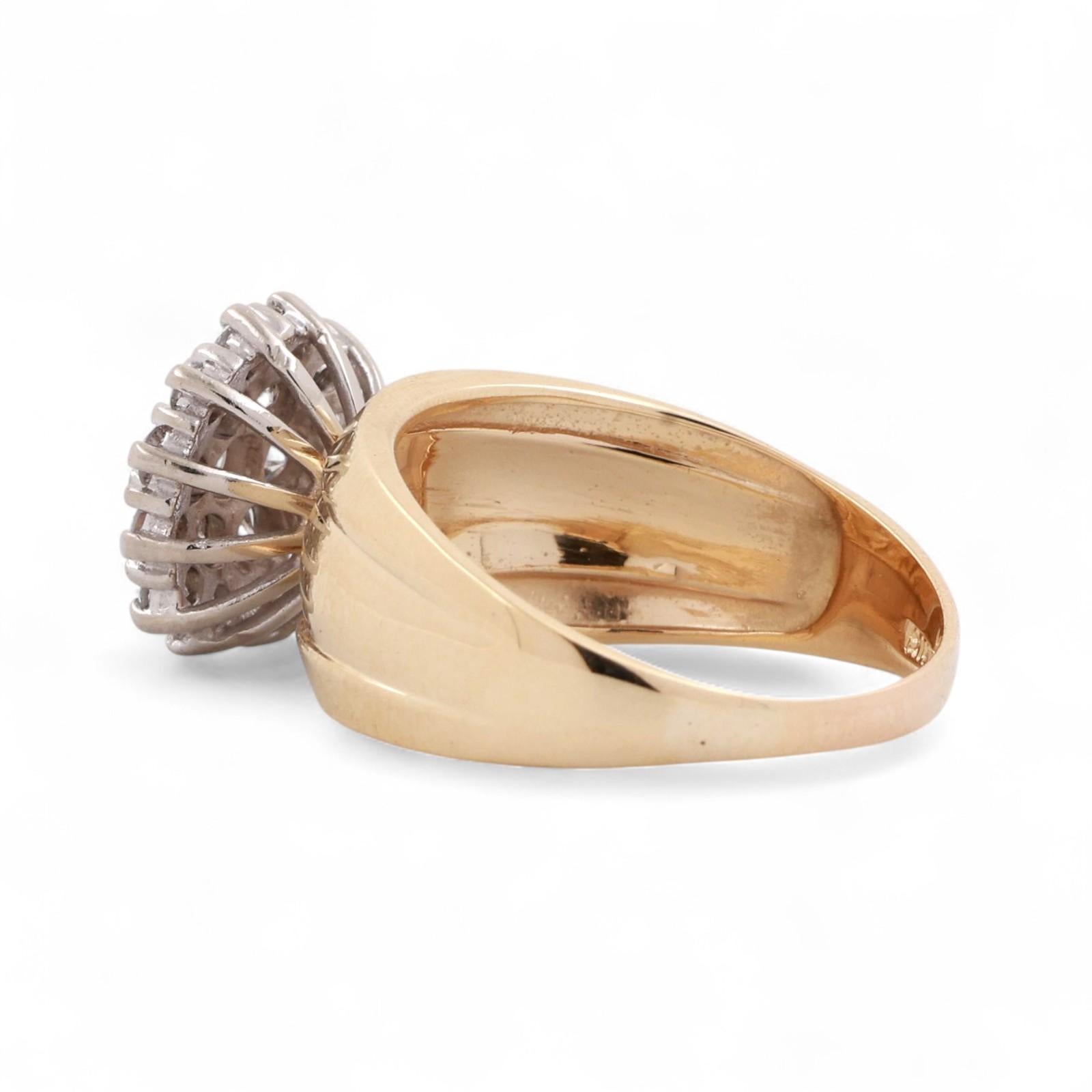 Cluster Diamond Floral Cocktail Ring Two-Tone Gold 1.05 TW Size 8.25 Estate