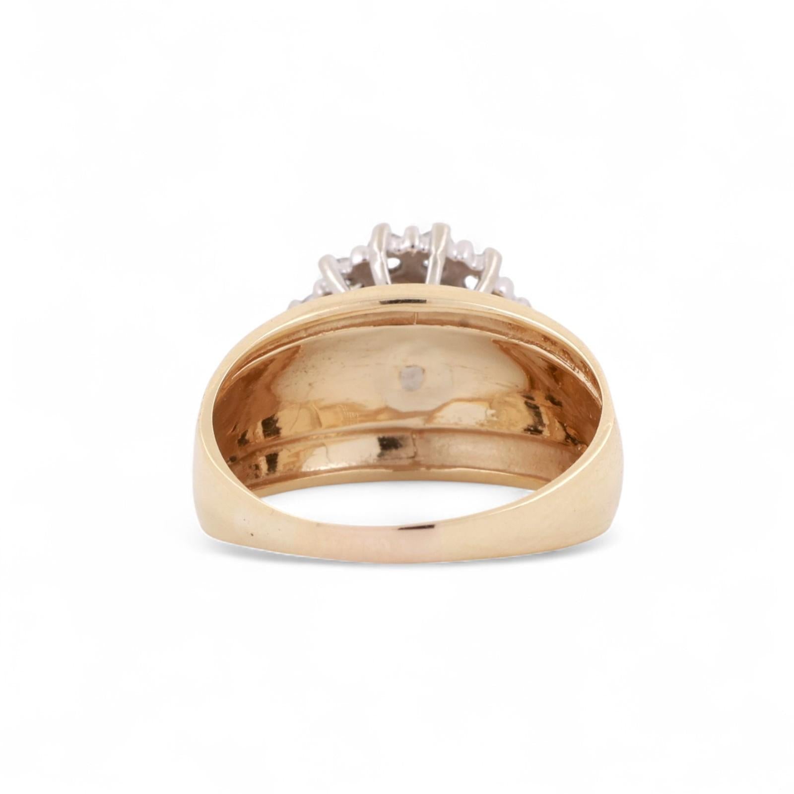 Cluster Diamond Floral Cocktail Ring Two-Tone Gold 1.05 TW Size 8.25 Estate
