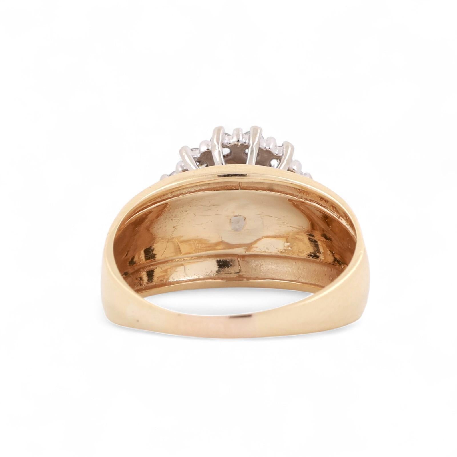 Cluster Diamond Floral Cocktail Ring Two-Tone Gold 1.05 TW Size 8.25 Estate